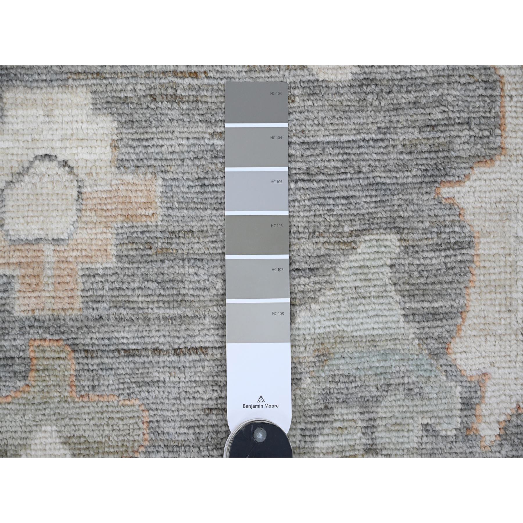 8'x9'8" Nickel Gray, Afghan Angora Oushak with Muted Colors Leaf Design, Hand Knotted, Vegetable Dyes, 100% Wool, Oriental Rug Sh20839