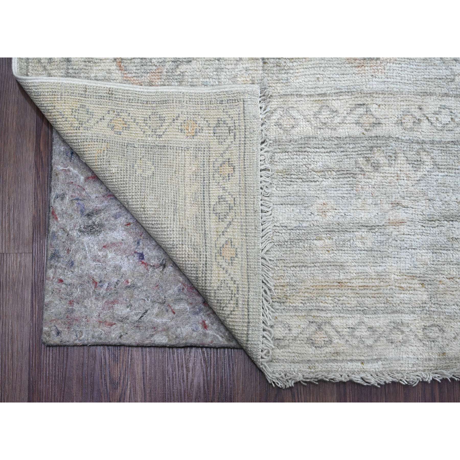 8'x9'10" Cloud Gray, Hand Knotted, Afghan Angora Oushak with All Over Leaf Pattern, Vegetable Dyes, Pure Wool, Oriental Rug Sh20840