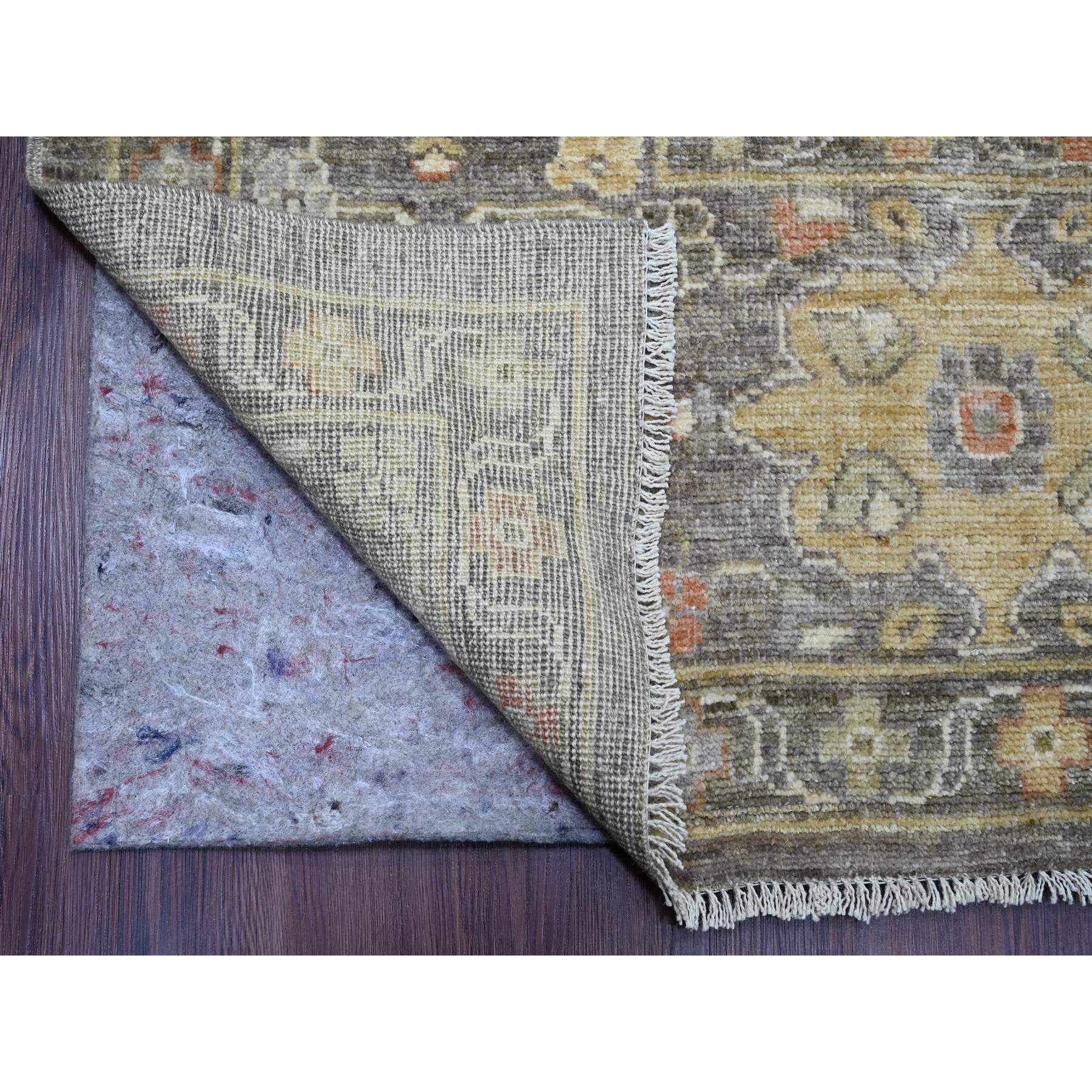 8'10"x11'5" Walnut Brown, Afghan Angora Oushak with Colorful Leaf Design, Hand Knotted, Vegetable Dyes, 100% Wool, Oriental Rug Sh20841