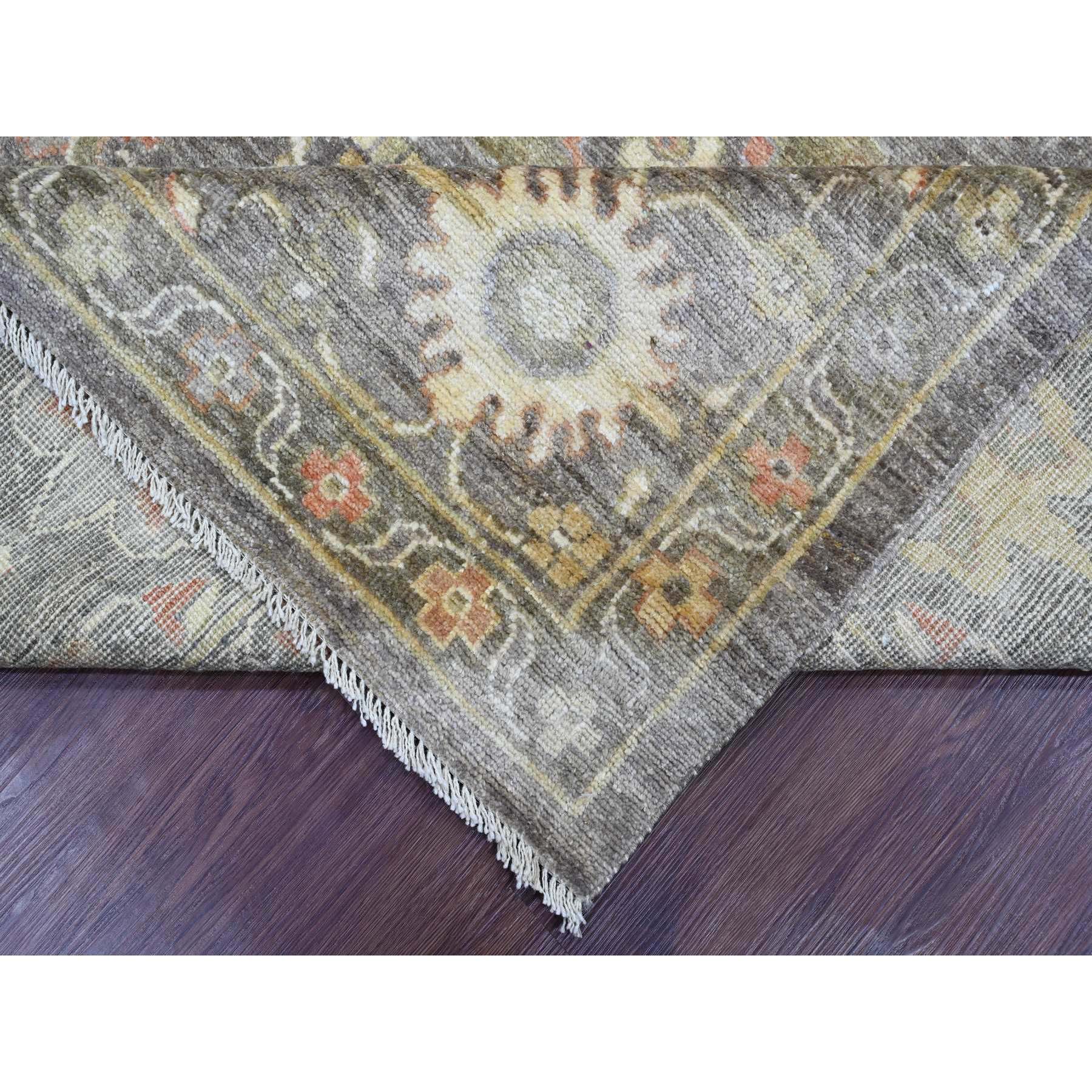 8'10"x11'5" Walnut Brown, Afghan Angora Oushak with Colorful Leaf Design, Hand Knotted, Vegetable Dyes, 100% Wool, Oriental Rug Sh20841