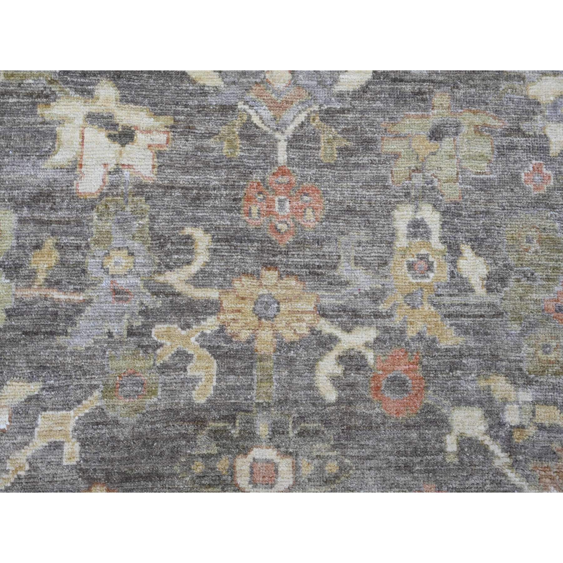 8'10"x11'5" Walnut Brown, Afghan Angora Oushak with Colorful Leaf Design, Hand Knotted, Vegetable Dyes, 100% Wool, Oriental Rug Sh20841