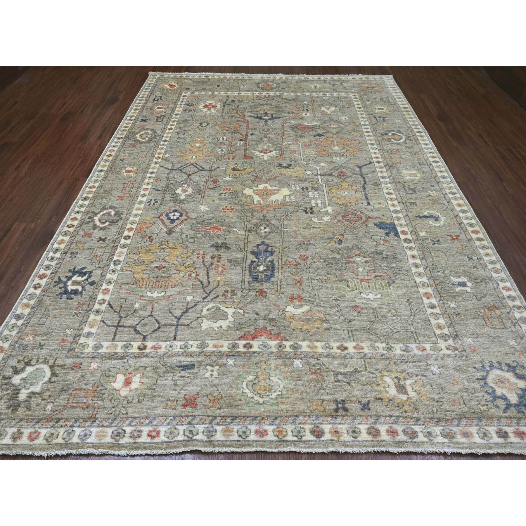 8'6"x11'2" Khaki Brown, 100% Wool, Afghan Angora Oushak with All Over Pattern, Hand Knotted, Vegetable Dyes, Oriental Rug Sh20842