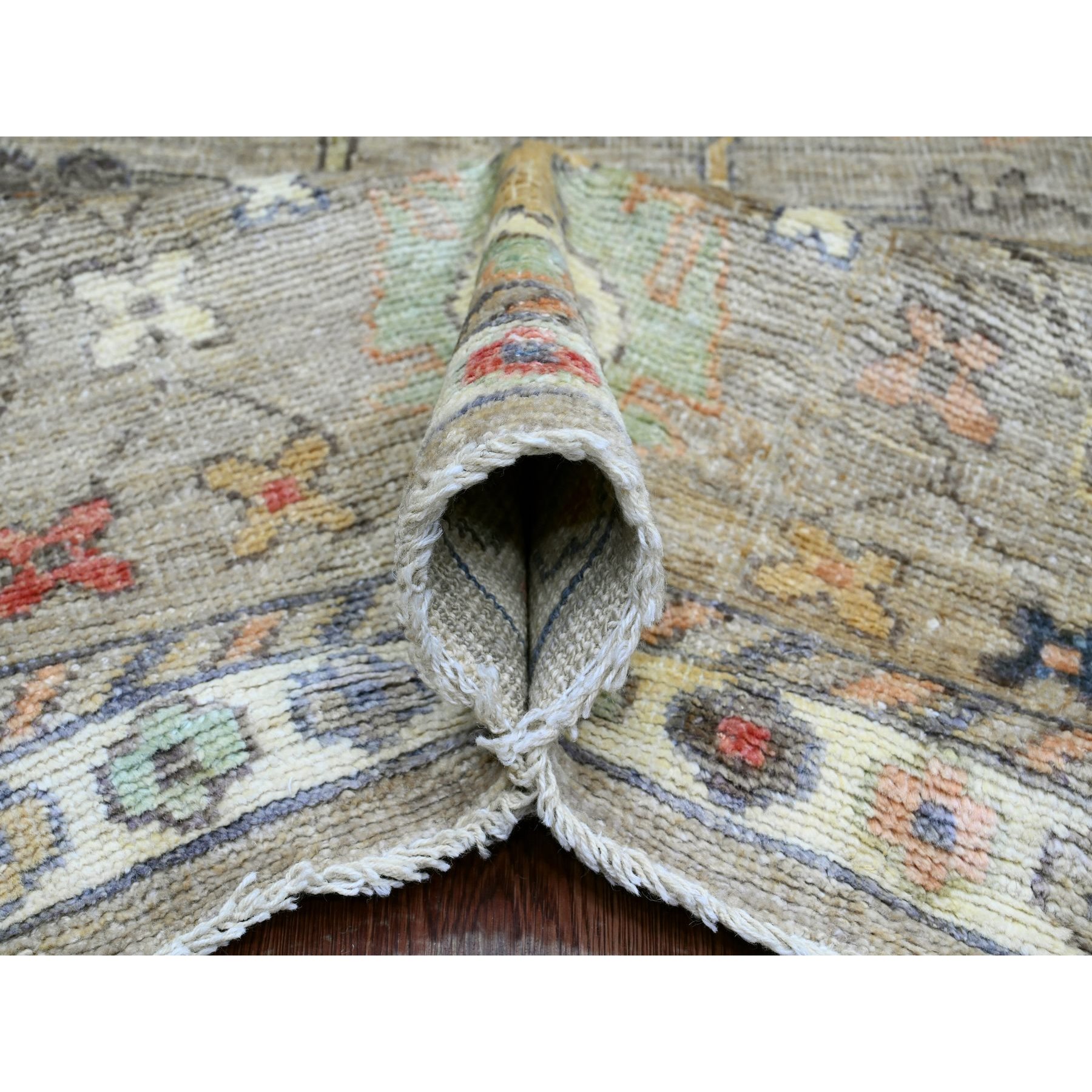 8'6"x11'2" Khaki Brown, 100% Wool, Afghan Angora Oushak with All Over Pattern, Hand Knotted, Vegetable Dyes, Oriental Rug Sh20842