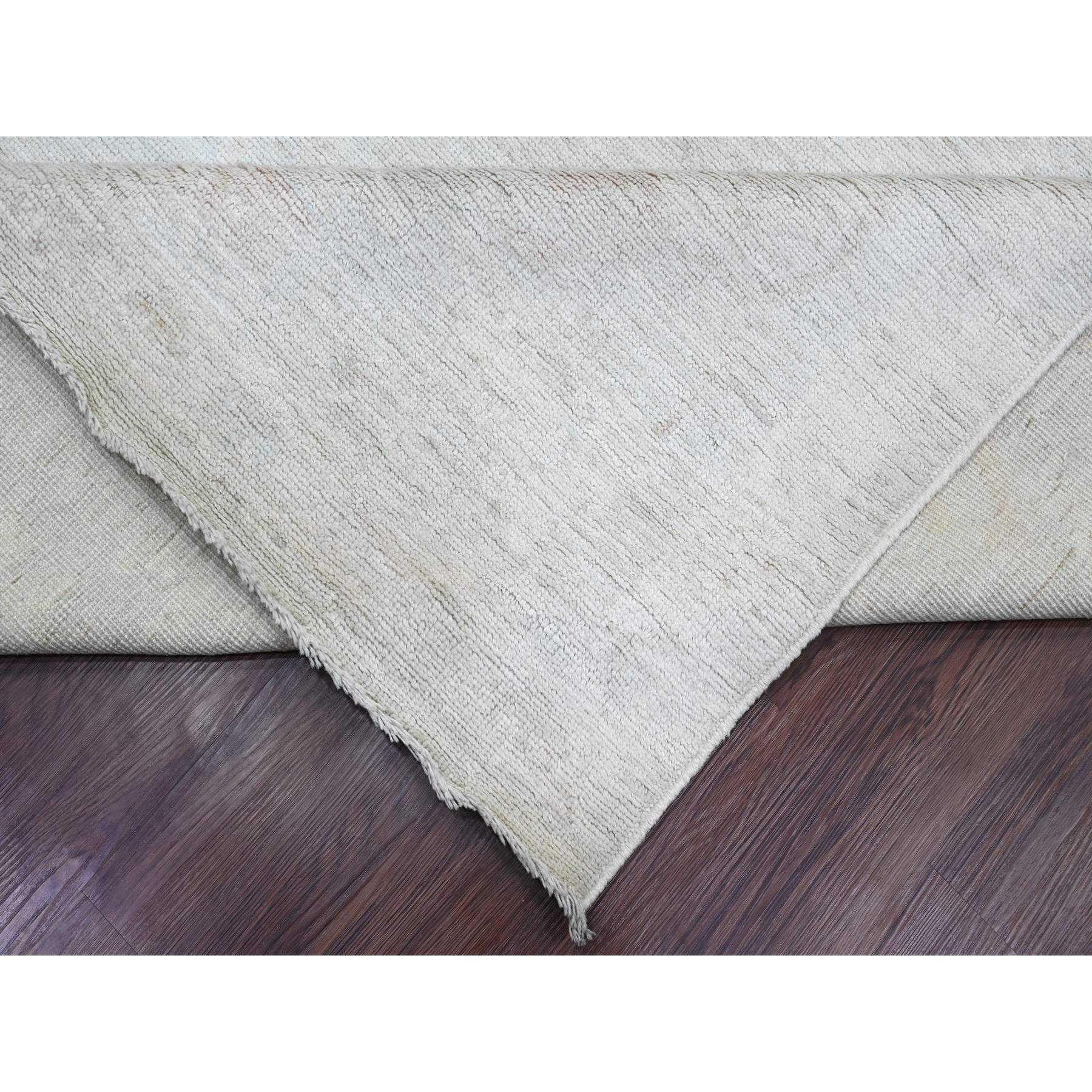 10'x13'8" Medium Gray, Afghan Angora Oushak with All Over Leaf Design, Hand Knotted, Natural Dyes, 100% Wool, Oriental Rug Sh20843