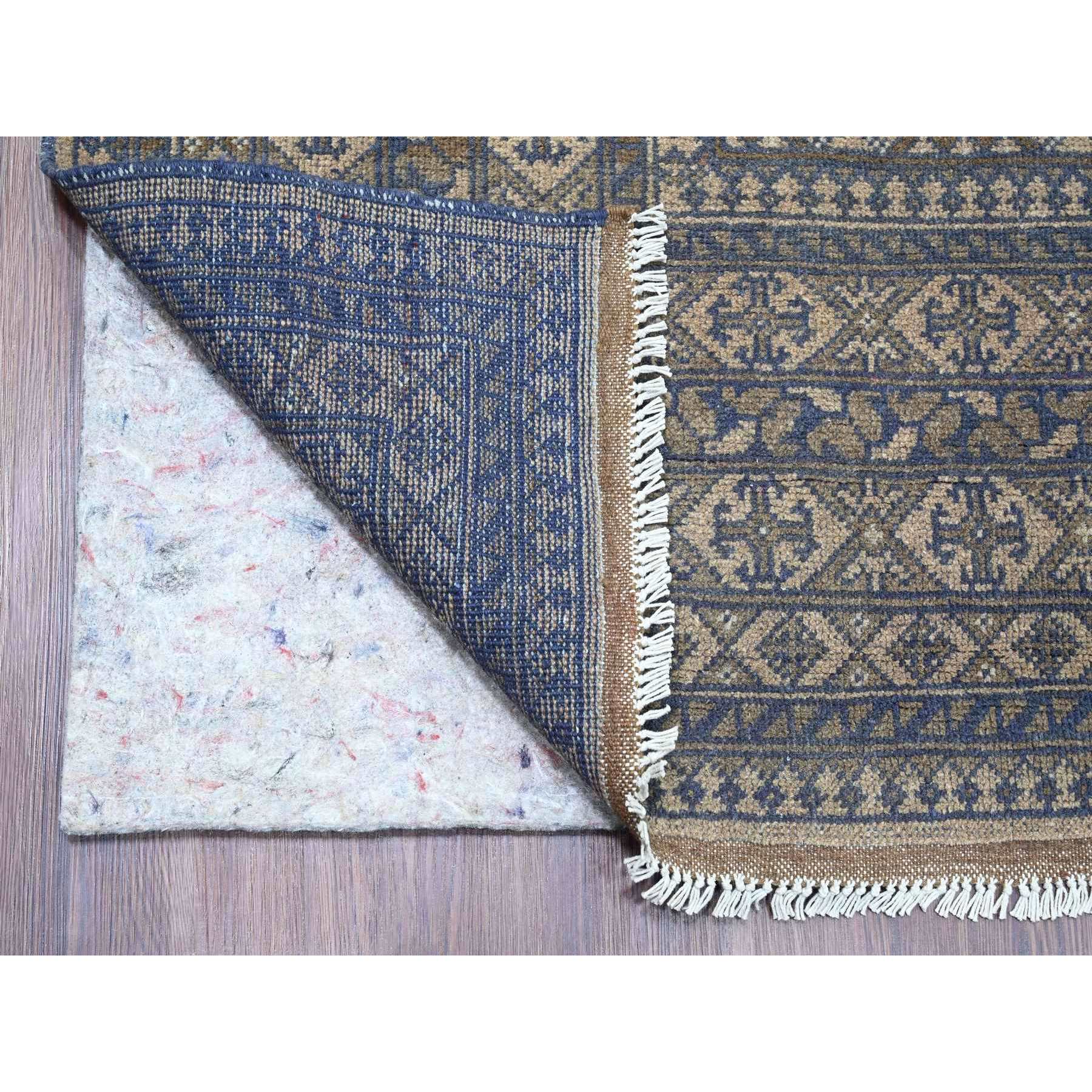 8'6"x11'4" Boulder Ivory, Vintage Turkoman with Repetitive Bokara Design, Hand Knotted, 100% Wool, Oriental Rug Sh20845