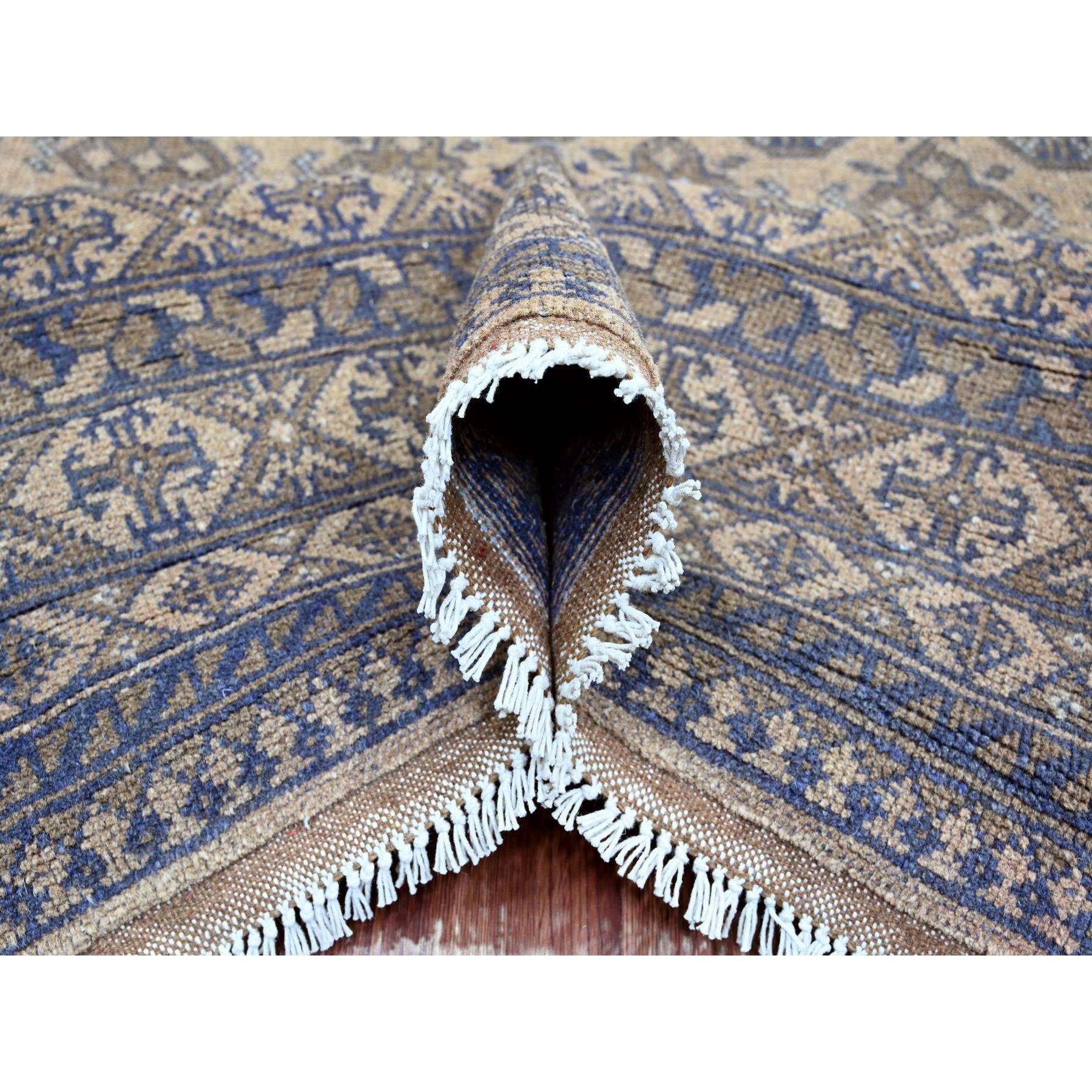 8'6"x11'4" Boulder Ivory, Vintage Turkoman with Repetitive Bokara Design, Hand Knotted, 100% Wool, Oriental Rug Sh20845
