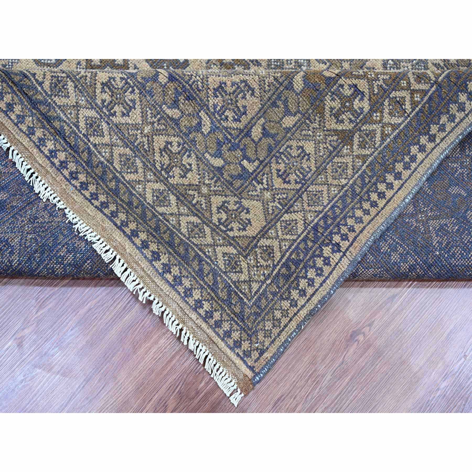 8'6"x11'4" Boulder Ivory, Vintage Turkoman with Repetitive Bokara Design, Hand Knotted, 100% Wool, Oriental Rug Sh20845