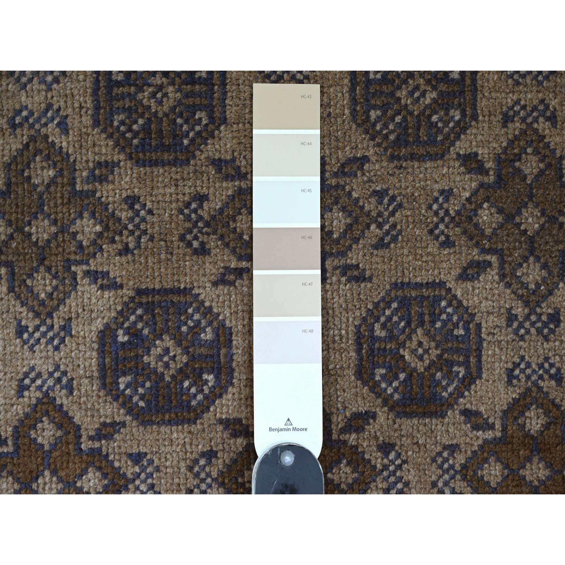 8'6"x11'4" Boulder Ivory, Vintage Turkoman with Repetitive Bokara Design, Hand Knotted, 100% Wool, Oriental Rug Sh20845