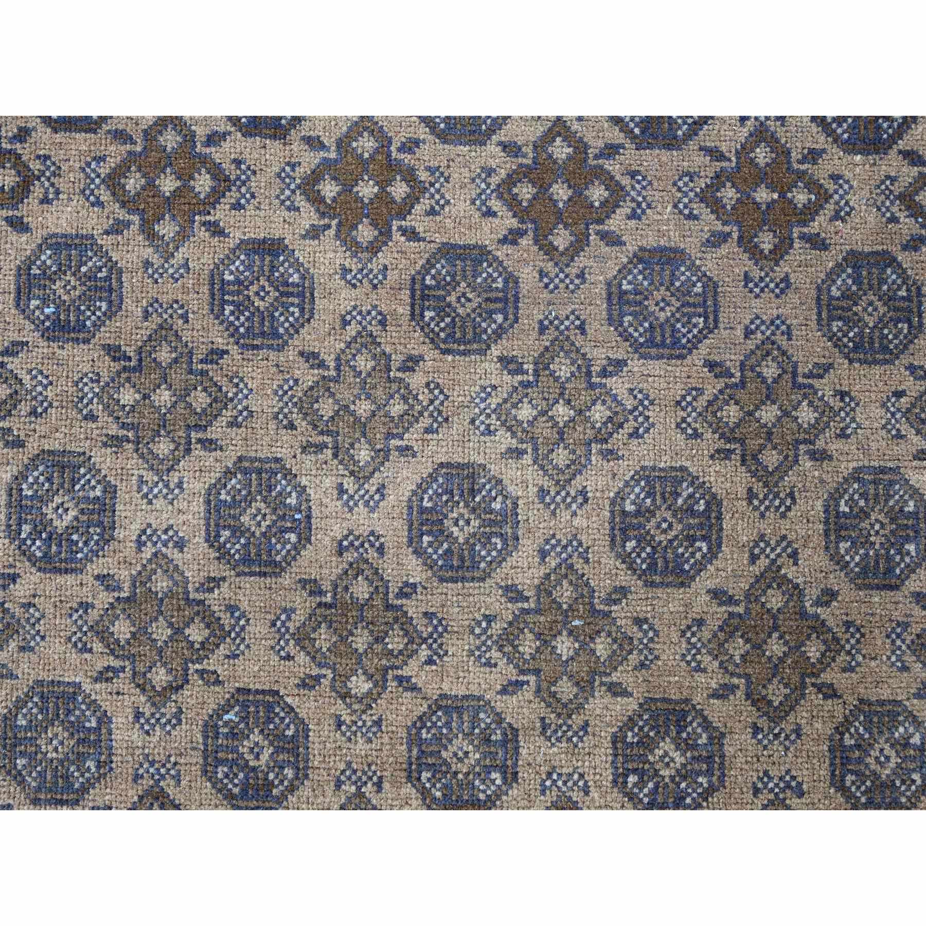 8'6"x11'4" Boulder Ivory, Vintage Turkoman with Repetitive Bokara Design, Hand Knotted, 100% Wool, Oriental Rug Sh20845
