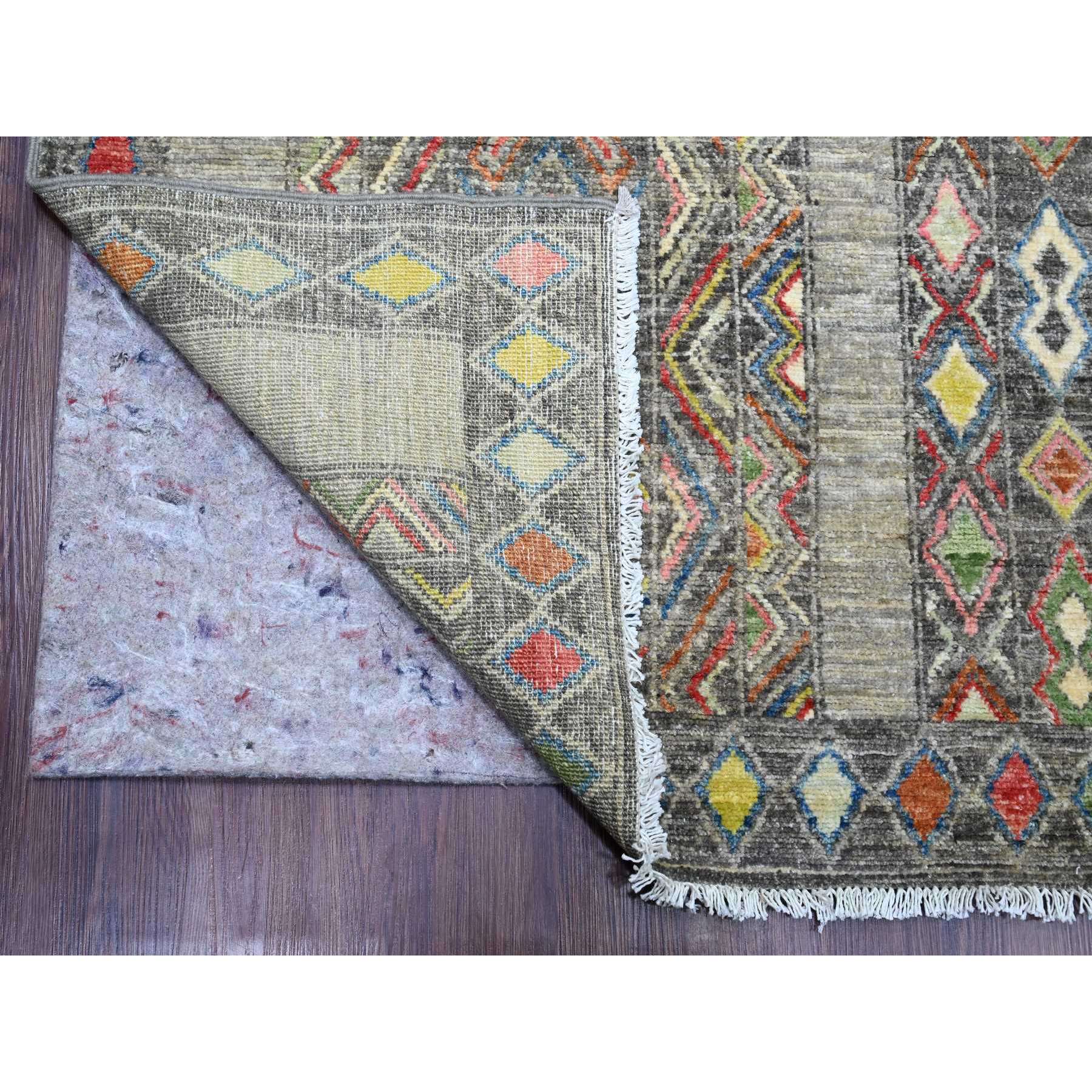9'x11'8" Sonic Gray, Moroccan Berber Influence with Geometric Pattern, High Mountain Wool, Denser Weave, Hand Knotted, Oriental Rug Sh20846