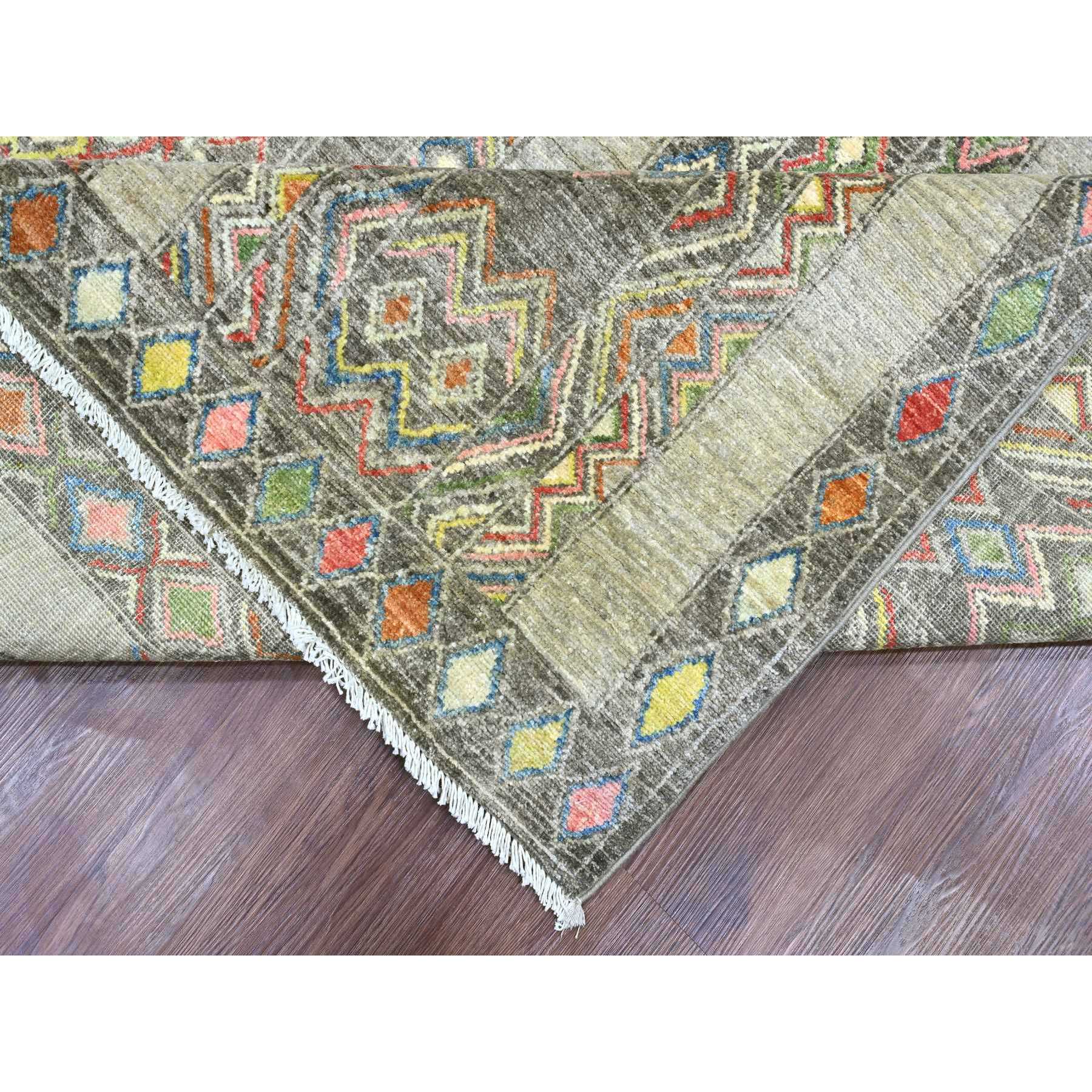 9'x11'8" Sonic Gray, Moroccan Berber Influence with Geometric Pattern, High Mountain Wool, Denser Weave, Hand Knotted, Oriental Rug Sh20846