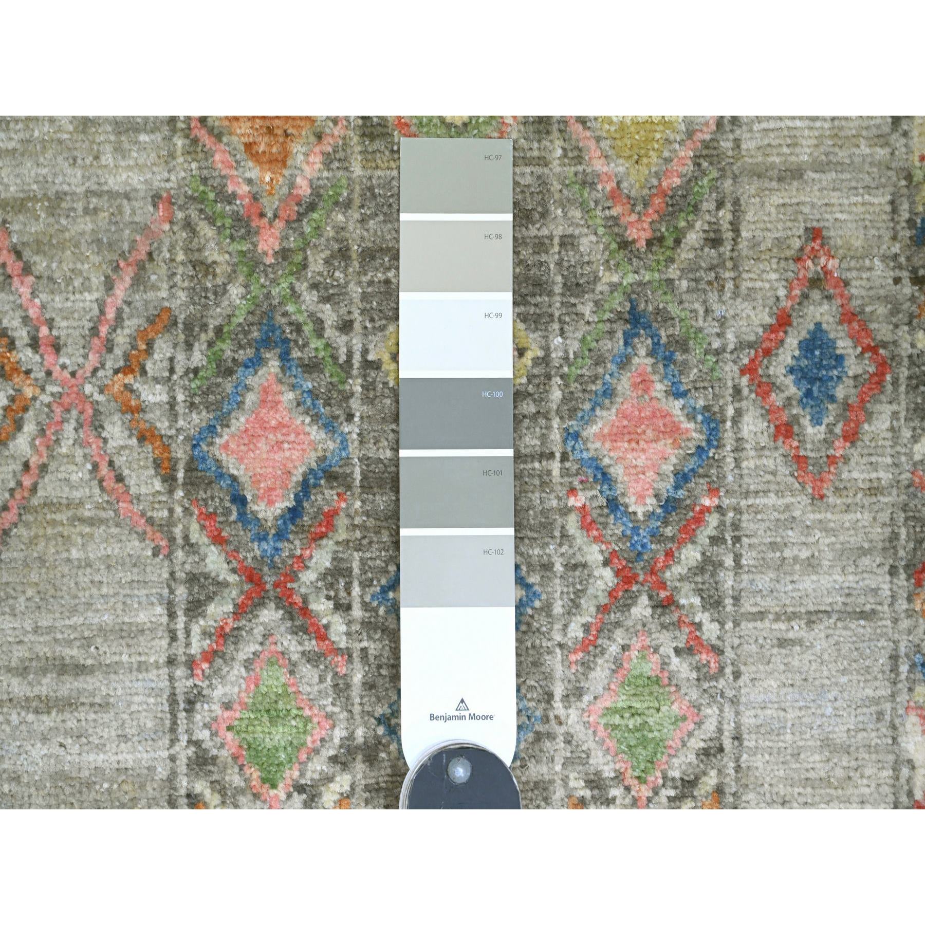 9'x11'8" Sonic Gray, Moroccan Berber Influence with Geometric Pattern, High Mountain Wool, Denser Weave, Hand Knotted, Oriental Rug Sh20846