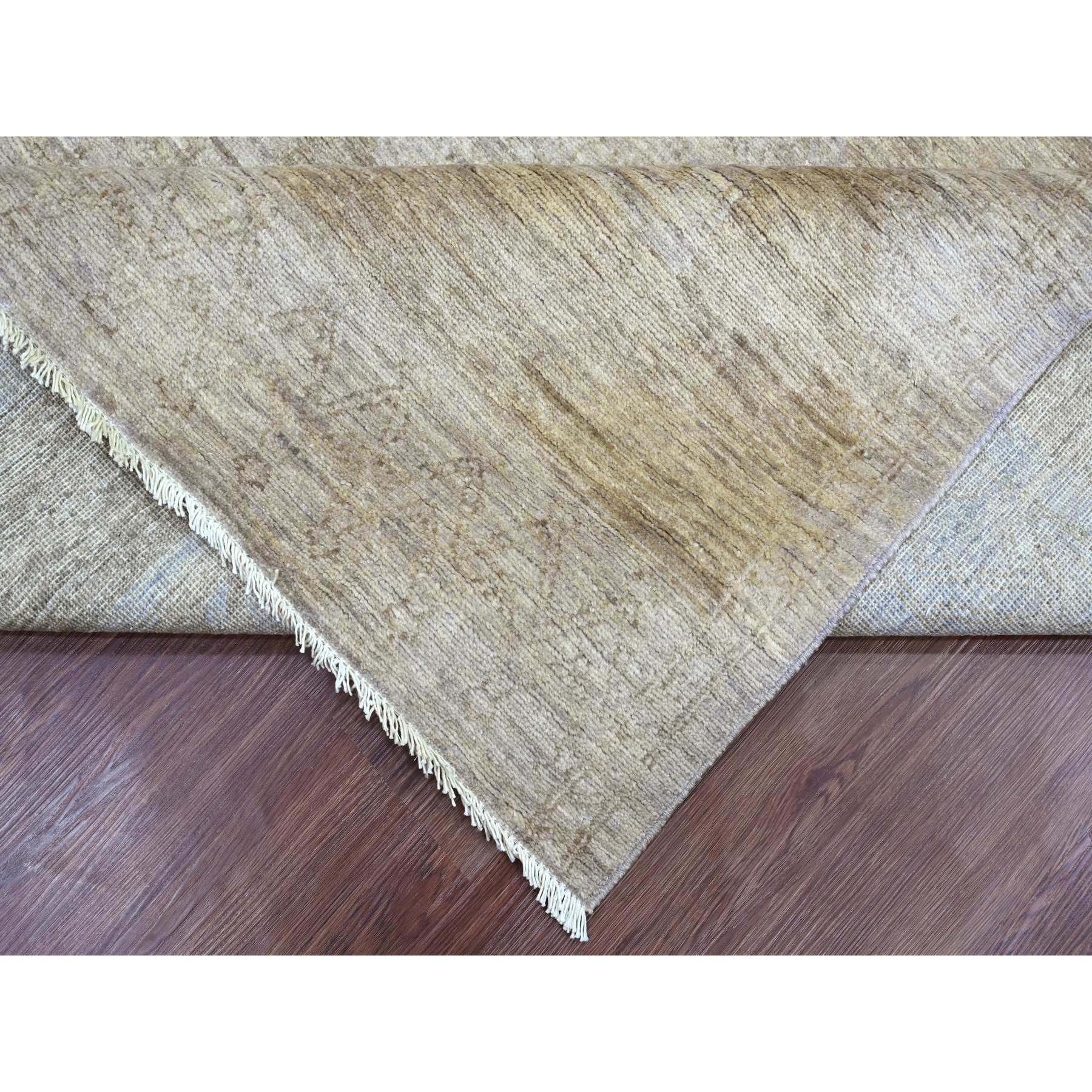 8'2"x9'7" Khaki Brown, Peshawar with Turkish Kars Inspired Design, Geometric Pattern, High Mountain Wool, Hand Knotted, Oriental Rug Sh20847