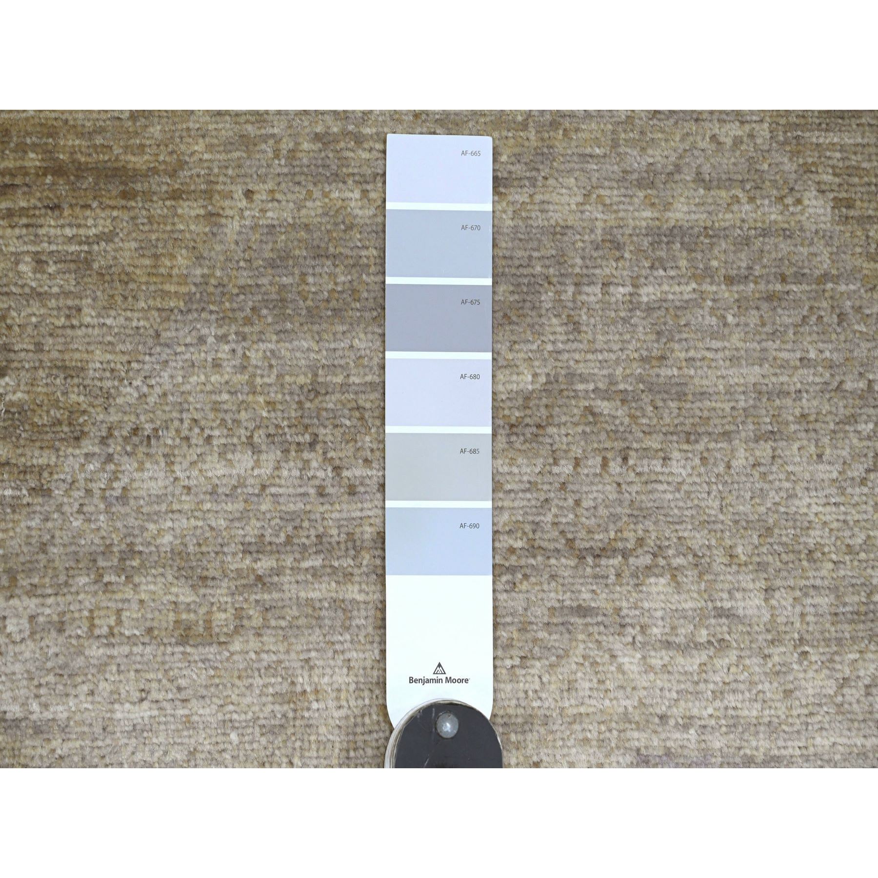 8'2"x9'7" Khaki Brown, Peshawar with Turkish Kars Inspired Design, Geometric Pattern, High Mountain Wool, Hand Knotted, Oriental Rug Sh20847