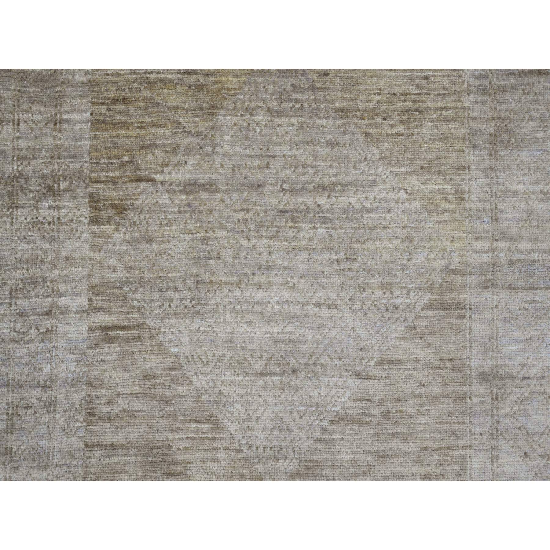 8'2"x9'7" Khaki Brown, Peshawar with Turkish Kars Inspired Design, Geometric Pattern, High Mountain Wool, Hand Knotted, Oriental Rug Sh20847