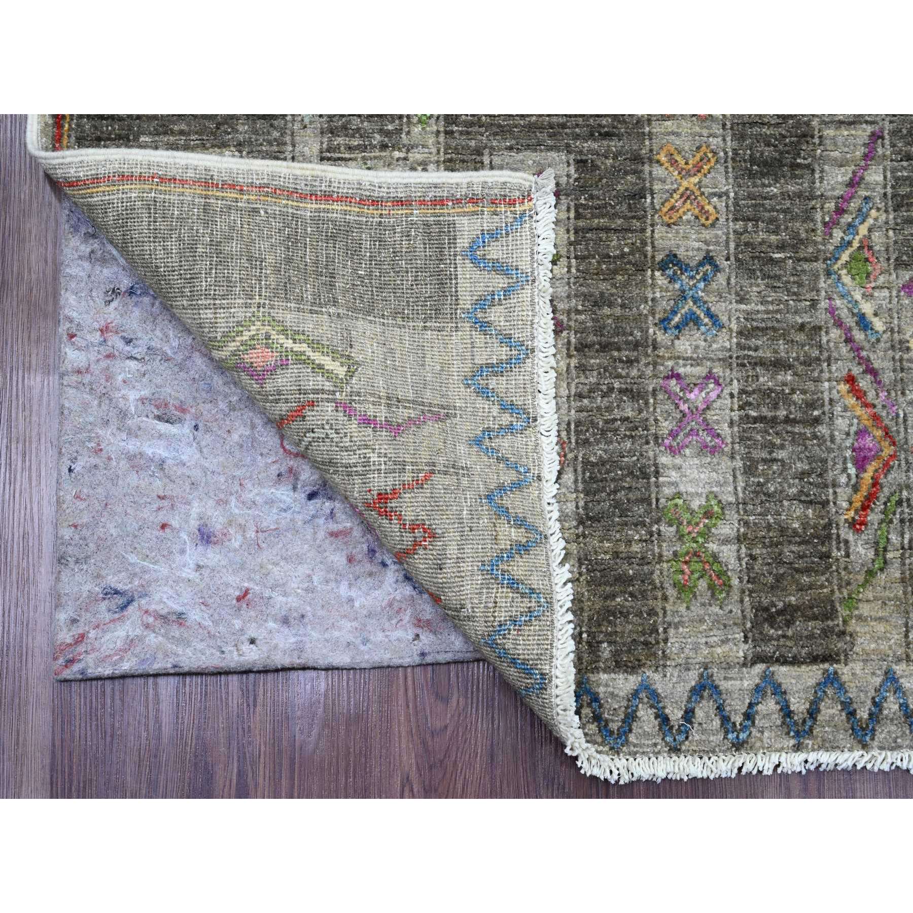 5'8"x8'10" Nevada Gray, Moroccan Berber Influence with Geometric Pattern, High Mountain Wool, Denser Weave, Hand Knotted, Oriental Rug Sh20848