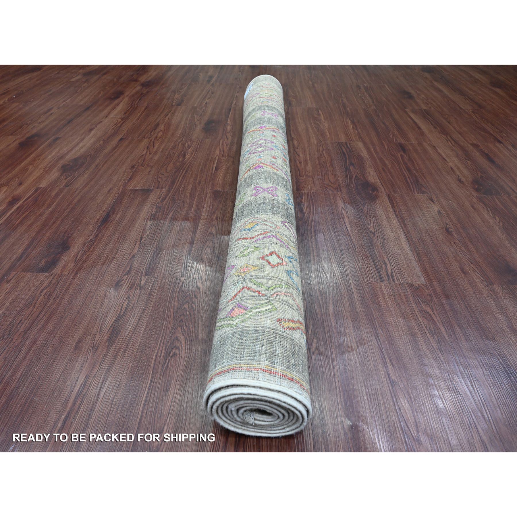5'8"x8'10" Nevada Gray, Moroccan Berber Influence with Geometric Pattern, High Mountain Wool, Denser Weave, Hand Knotted, Oriental Rug Sh20848