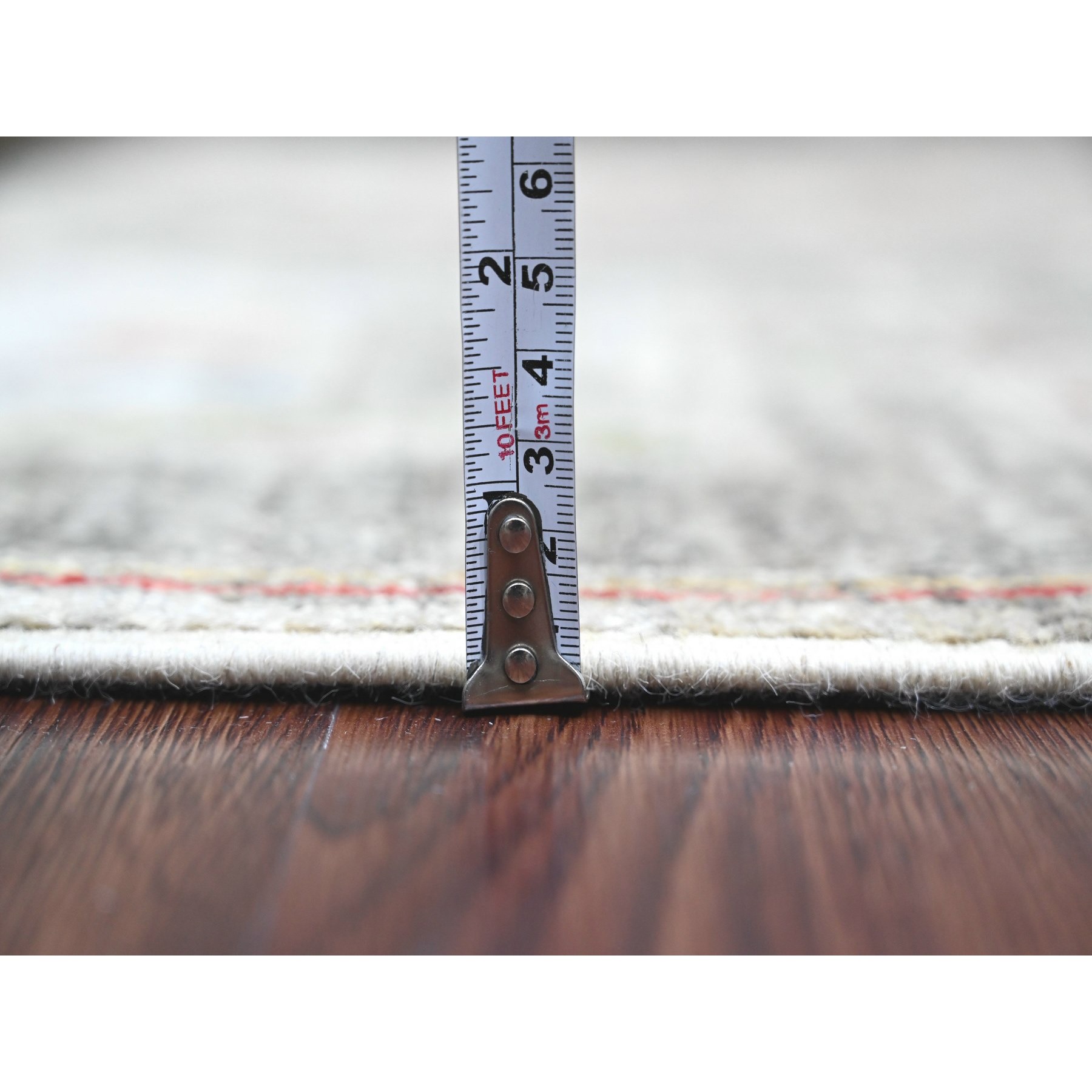 5'8"x8'10" Nevada Gray, Moroccan Berber Influence with Geometric Pattern, High Mountain Wool, Denser Weave, Hand Knotted, Oriental Rug Sh20848