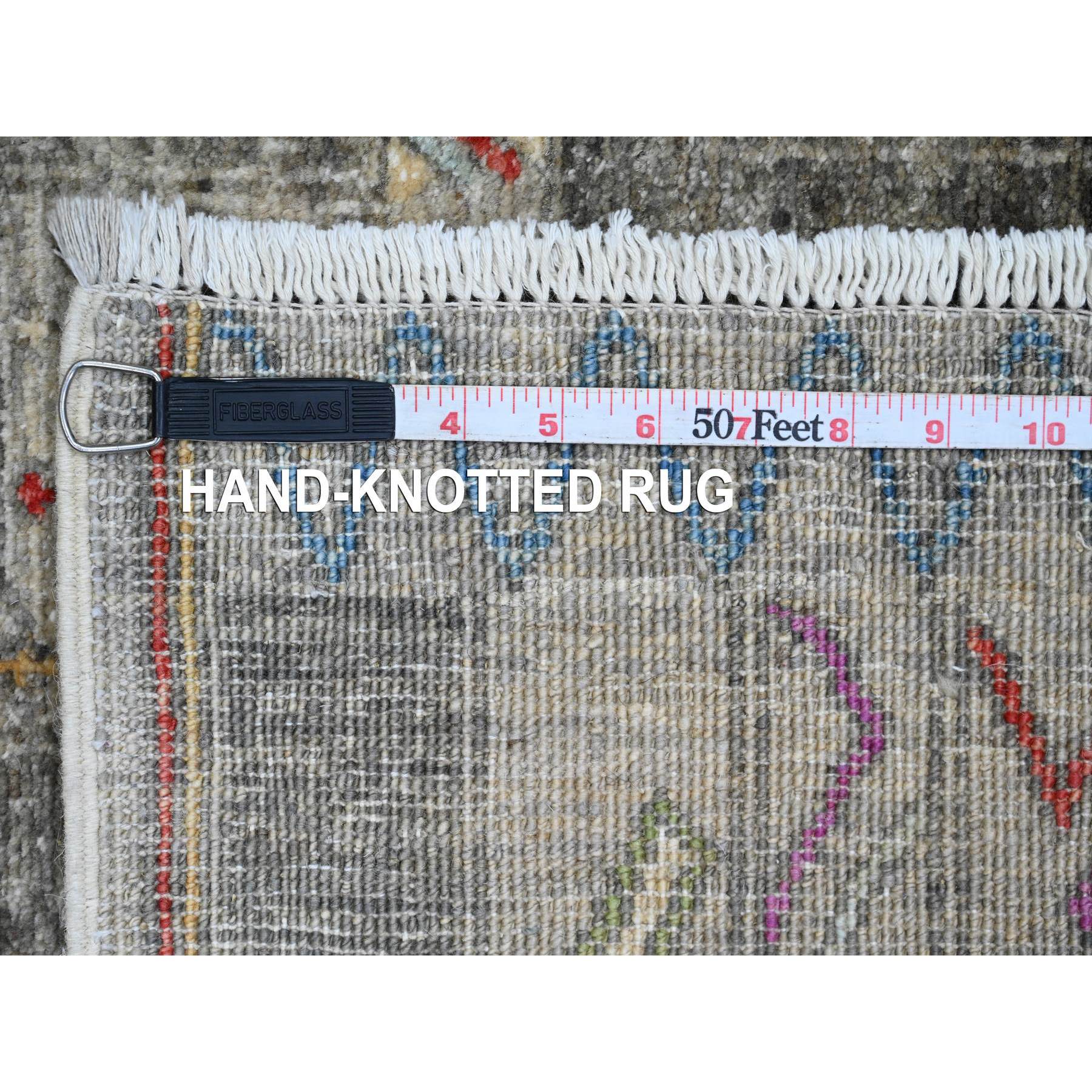 5'8"x8'10" Nevada Gray, Moroccan Berber Influence with Geometric Pattern, High Mountain Wool, Denser Weave, Hand Knotted, Oriental Rug Sh20848