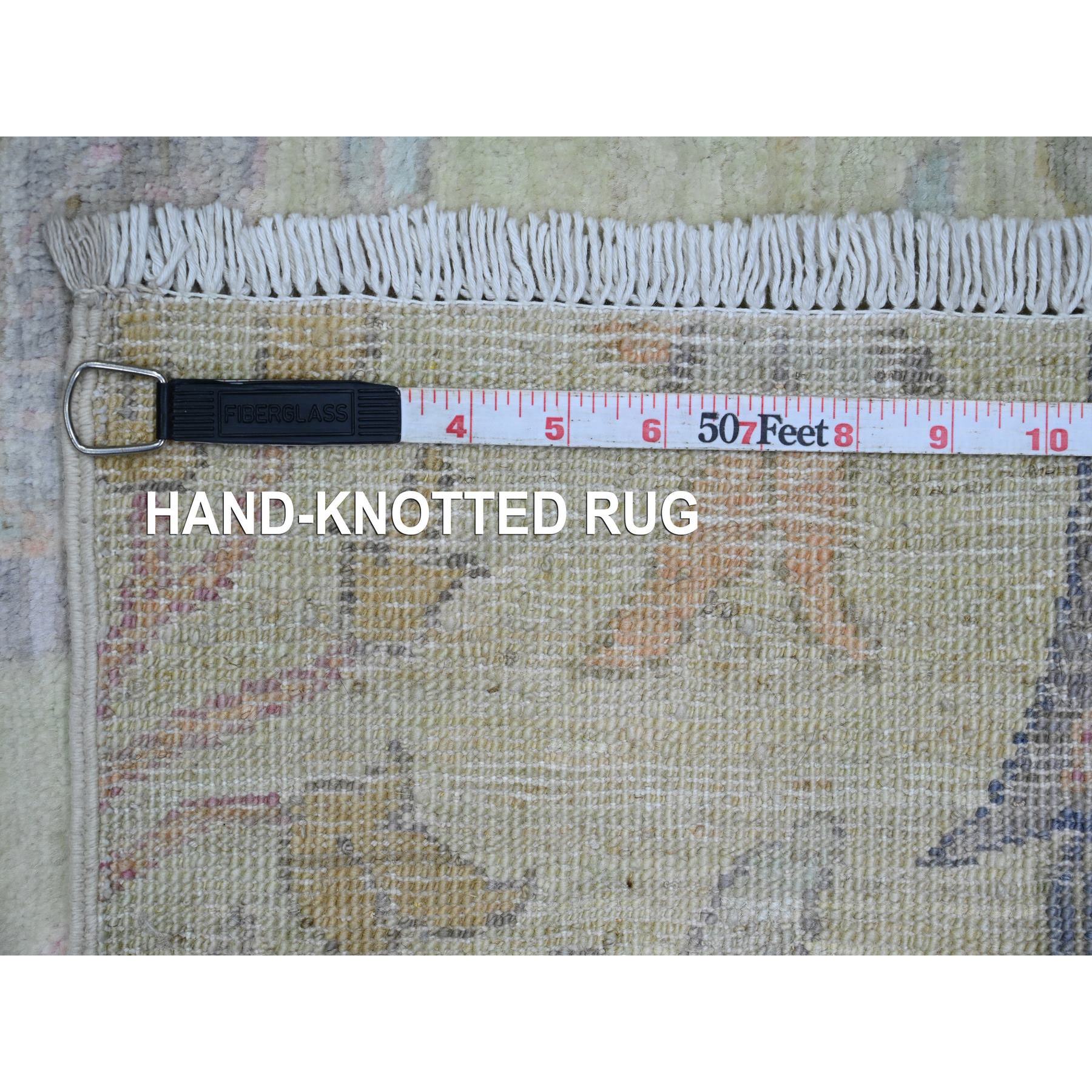 2'6"x11'4" Celadon Green, Afghan Peshawar with Birds of Paradise Design, Hand Knotted, Soft 100% Wool, Vegetable Dyes, Runner, Oriental Rug Sh20854