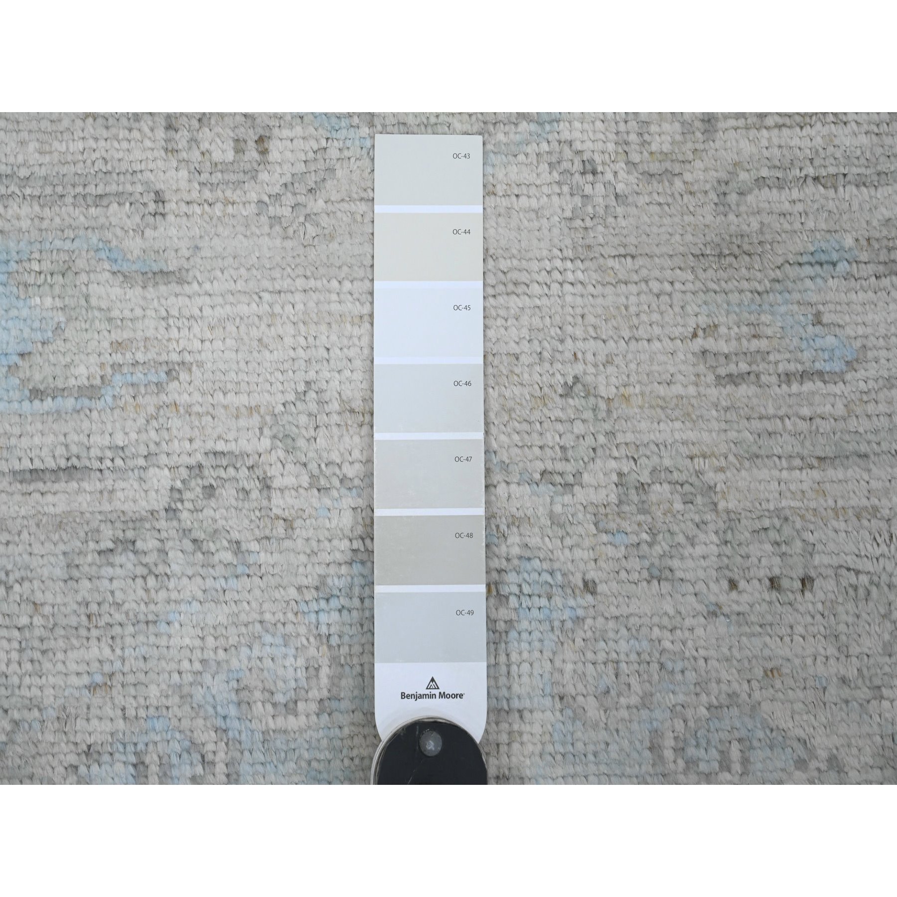 3'3"x10' Chiffon White, Washed Out Anatolian Village Inspired with Geometric Medallion Design, High Mountain Wool, Hand Knotted, Runner, Oriental Rug Sh20860