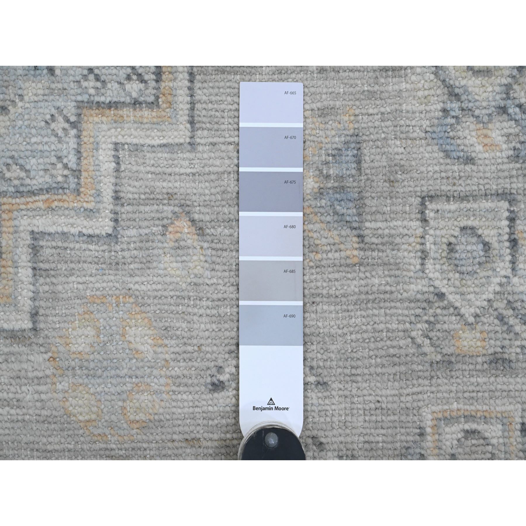 6'x8'9" Misty Gray, Anatolian Village Inspired with Geometric Pattern, High Mountain Wool, Hand Knotted, Oriental Rug Sh20863