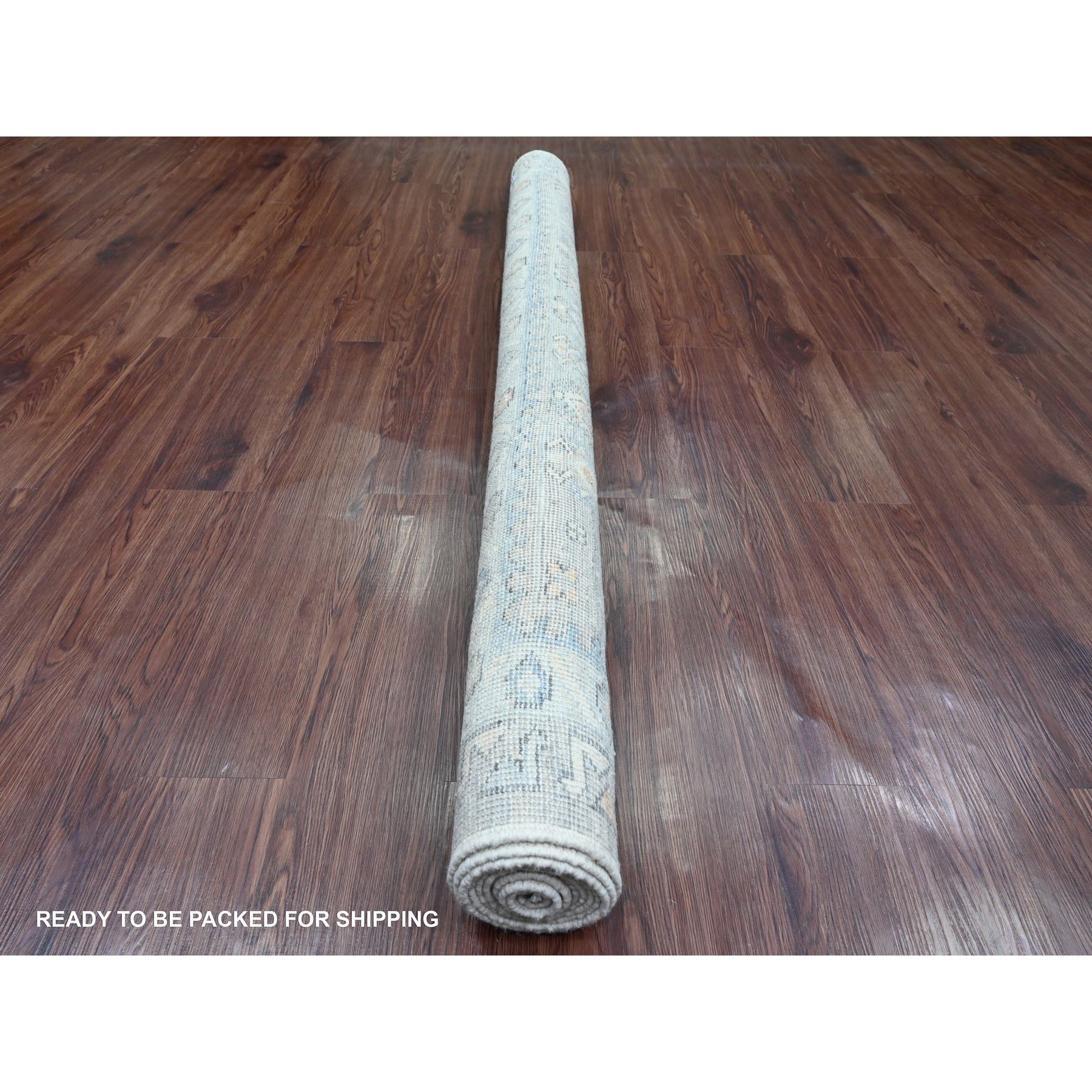 6'x8'9" Misty Gray, Anatolian Village Inspired with Geometric Pattern, High Mountain Wool, Hand Knotted, Oriental Rug Sh20863