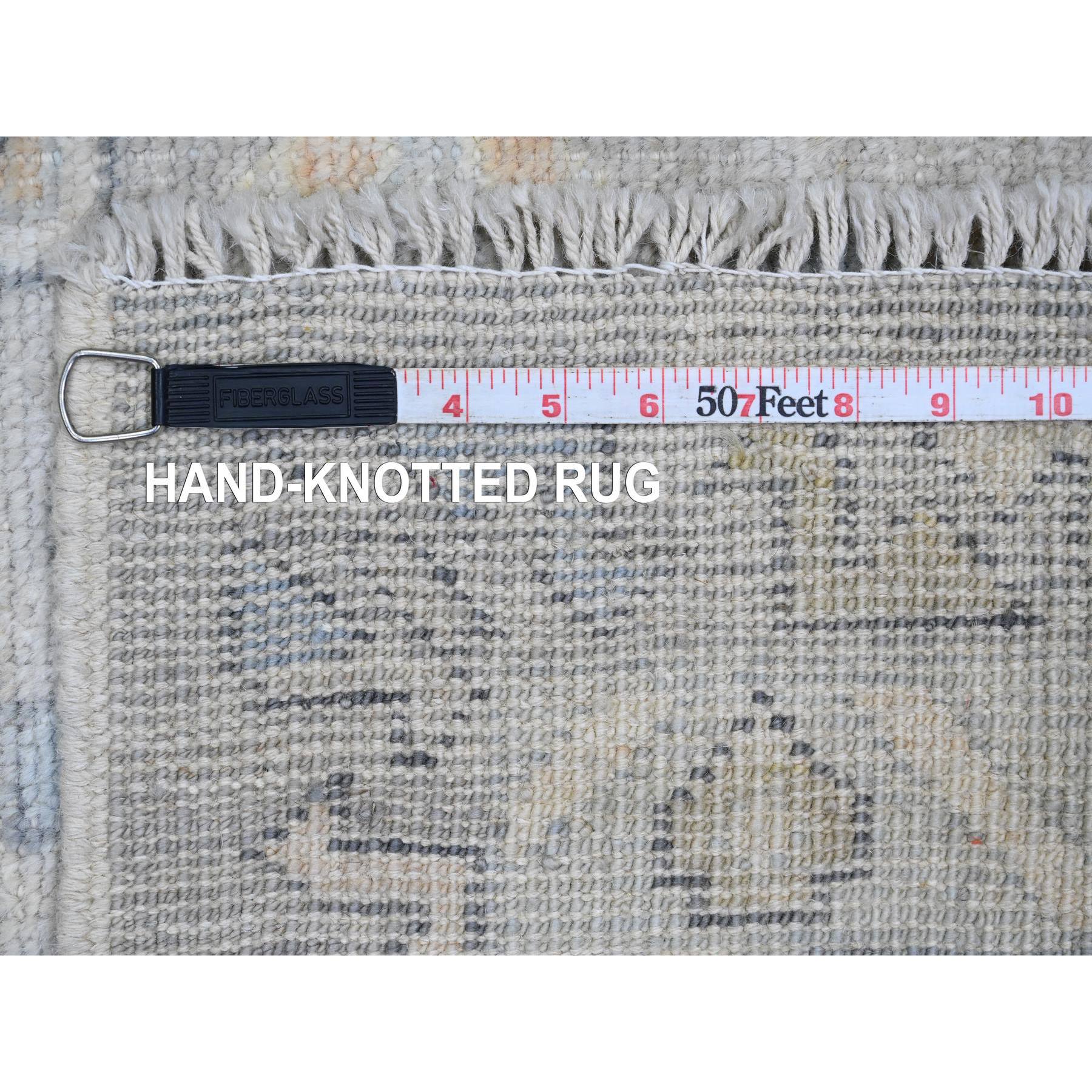6'x8'9" Misty Gray, Anatolian Village Inspired with Geometric Pattern, High Mountain Wool, Hand Knotted, Oriental Rug Sh20863