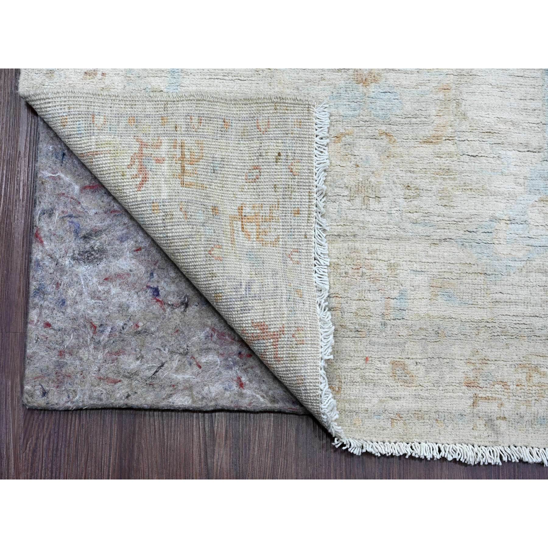 2'6"x11'7" Medium Gray, Washed Out Oushak with Dragon Design, Peshawar, High Mountain Wool, Hand Knotted, Densely Woven, Runner, Oriental Rug Sh20867
