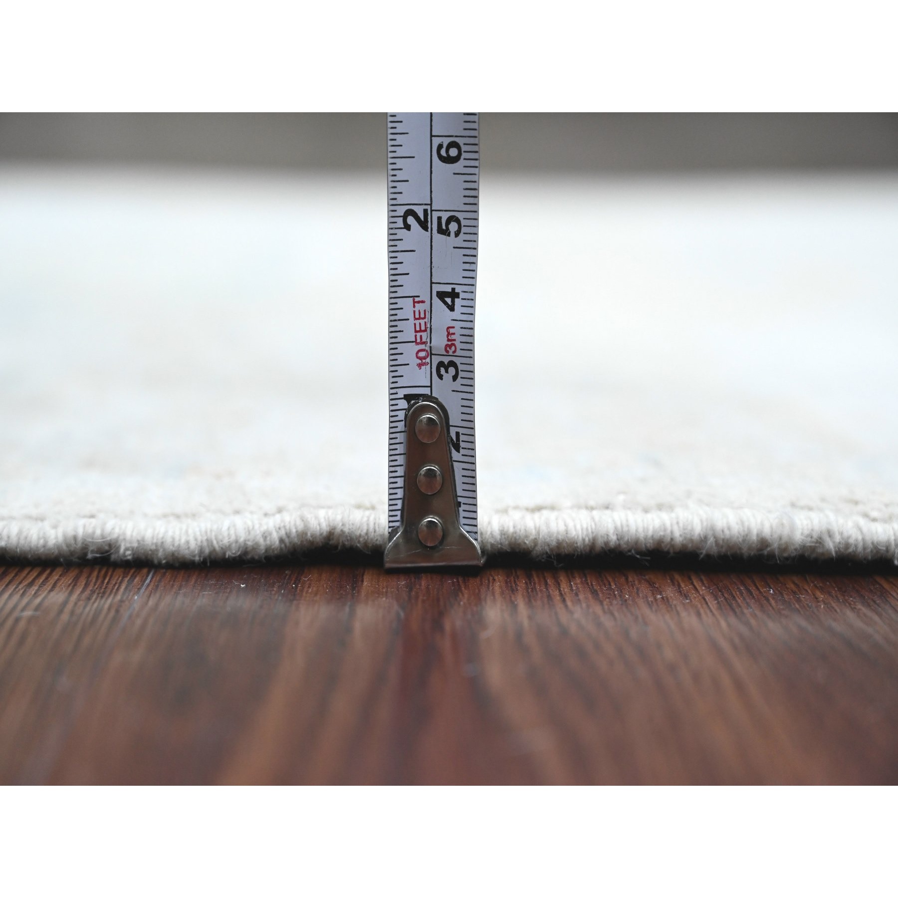 2'6"x11'7" Medium Gray, Washed Out Oushak with Dragon Design, Peshawar, High Mountain Wool, Hand Knotted, Densely Woven, Runner, Oriental Rug Sh20867