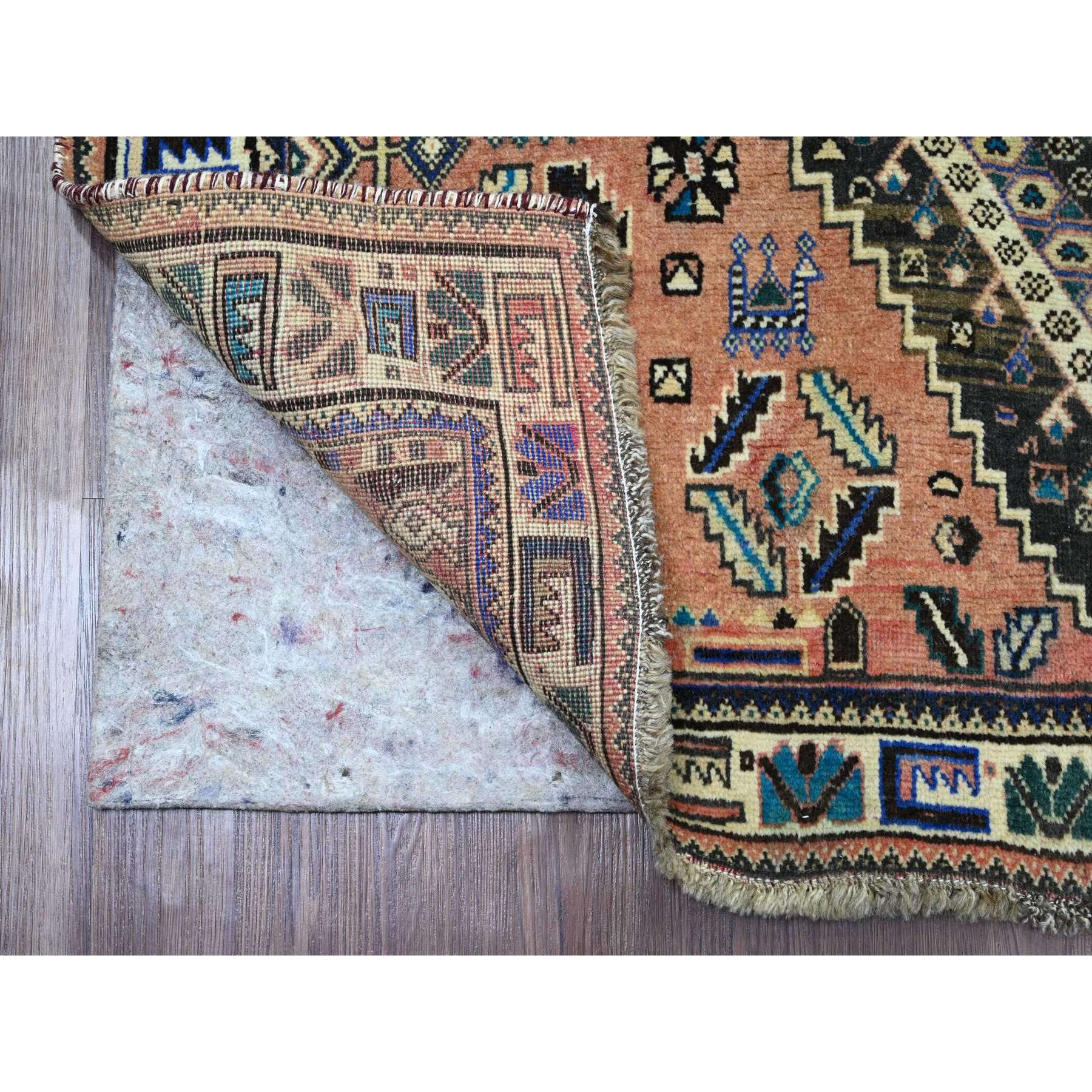 5'6"x8'3" Blush Red, Vintage Persian Shiraz with Small Animal Figurines and Geometric Design, Good Condition, Clean, Even Wear, Pure Wool, Hand Knotted, Oriental Rug Sh20869