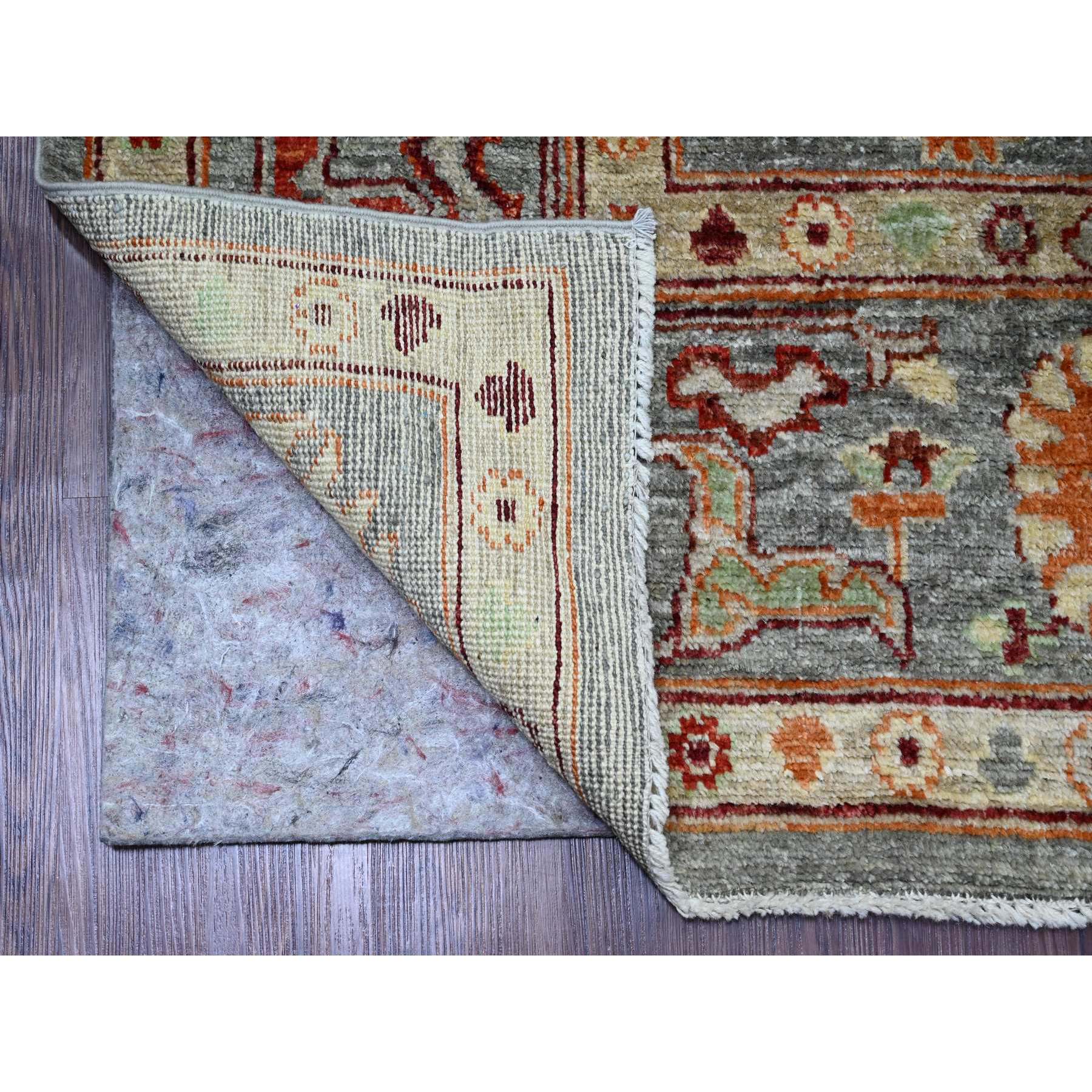 7'9"x9'5" Spanish Gray, Afghan Angora Oushak with Colorful Geometric Leaf Pattern, Hand Knotted, Veggie Dyes, 100% Wool, Oriental Rug Sh20872