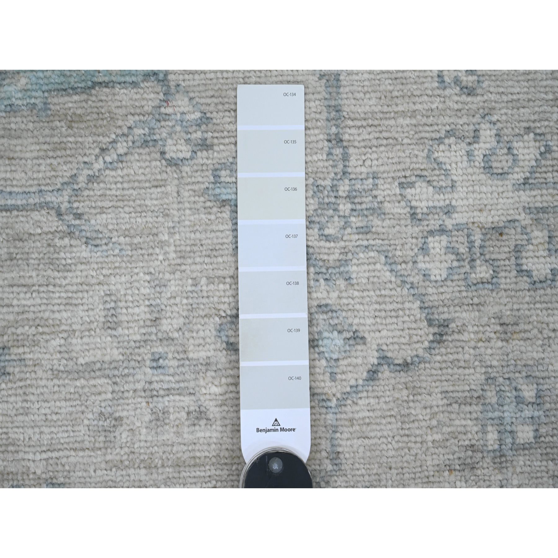 5'x7' Bone White, Afghan Angora Oushak with All Over Leaf Design, Hand Knotted, Natural Dyes, Pure Wool, Oriental Rug Sh20875