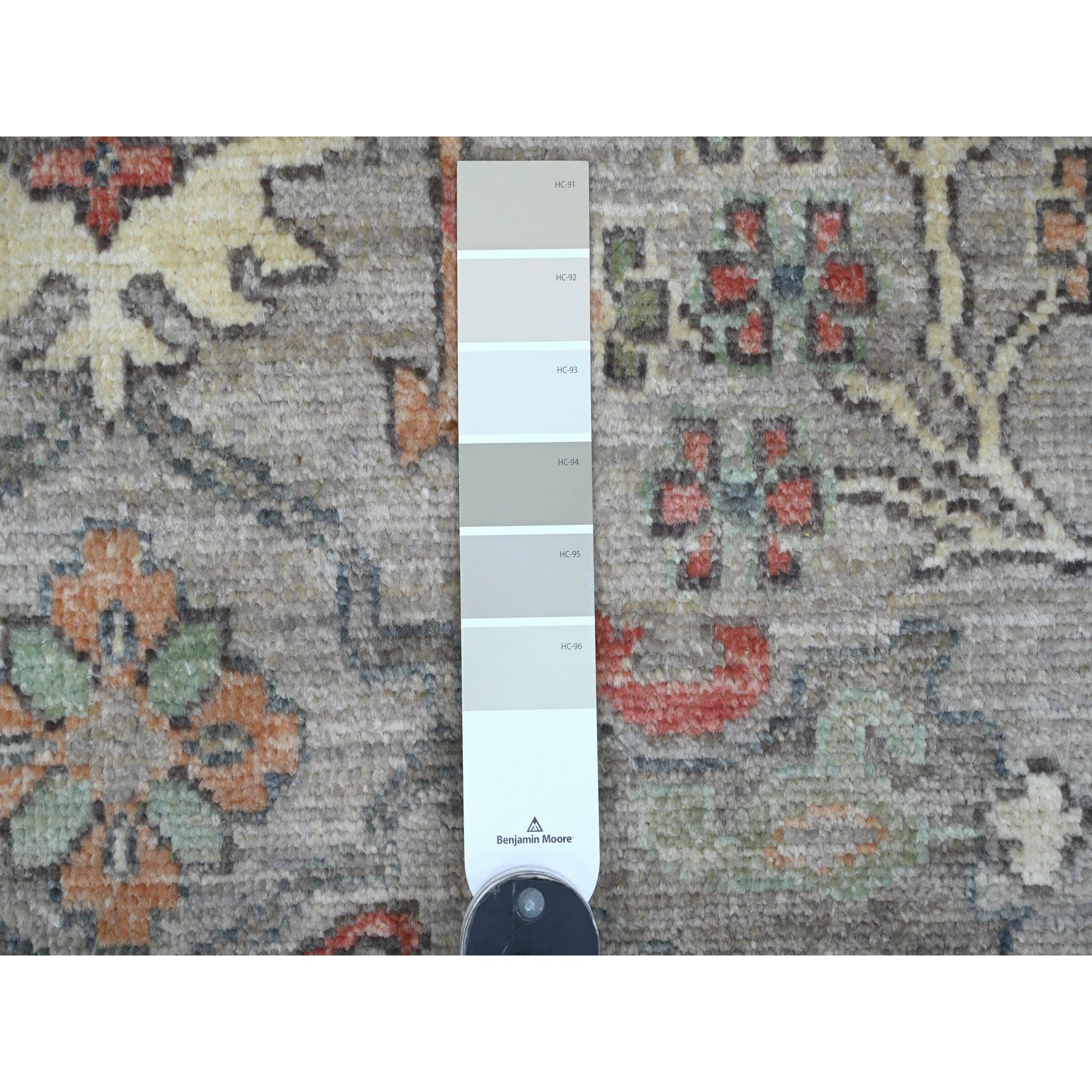 4'x6' Battleship Gray, Hand Knotted, Afghan Angora Oushak with All Over Pattern, Vegetable Dyes, 100% Wool, Oriental Rug Sh20879