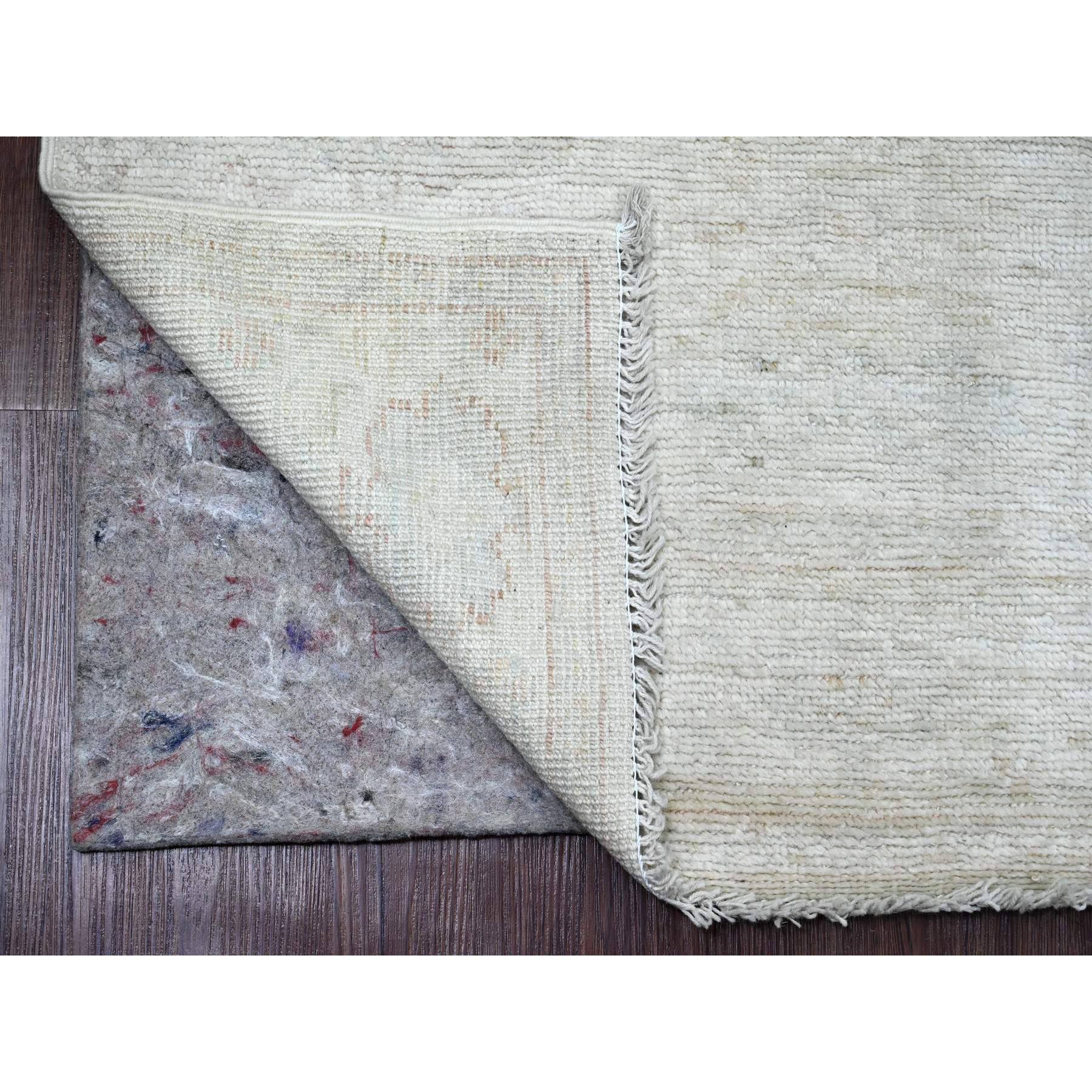 3'x9'7" Medium Gray, Afghan Angora Oushak with All Over Pattern, Natural Dyes, Hand Knotted, 100% Wool, Runner, Oriental Rug Sh20880