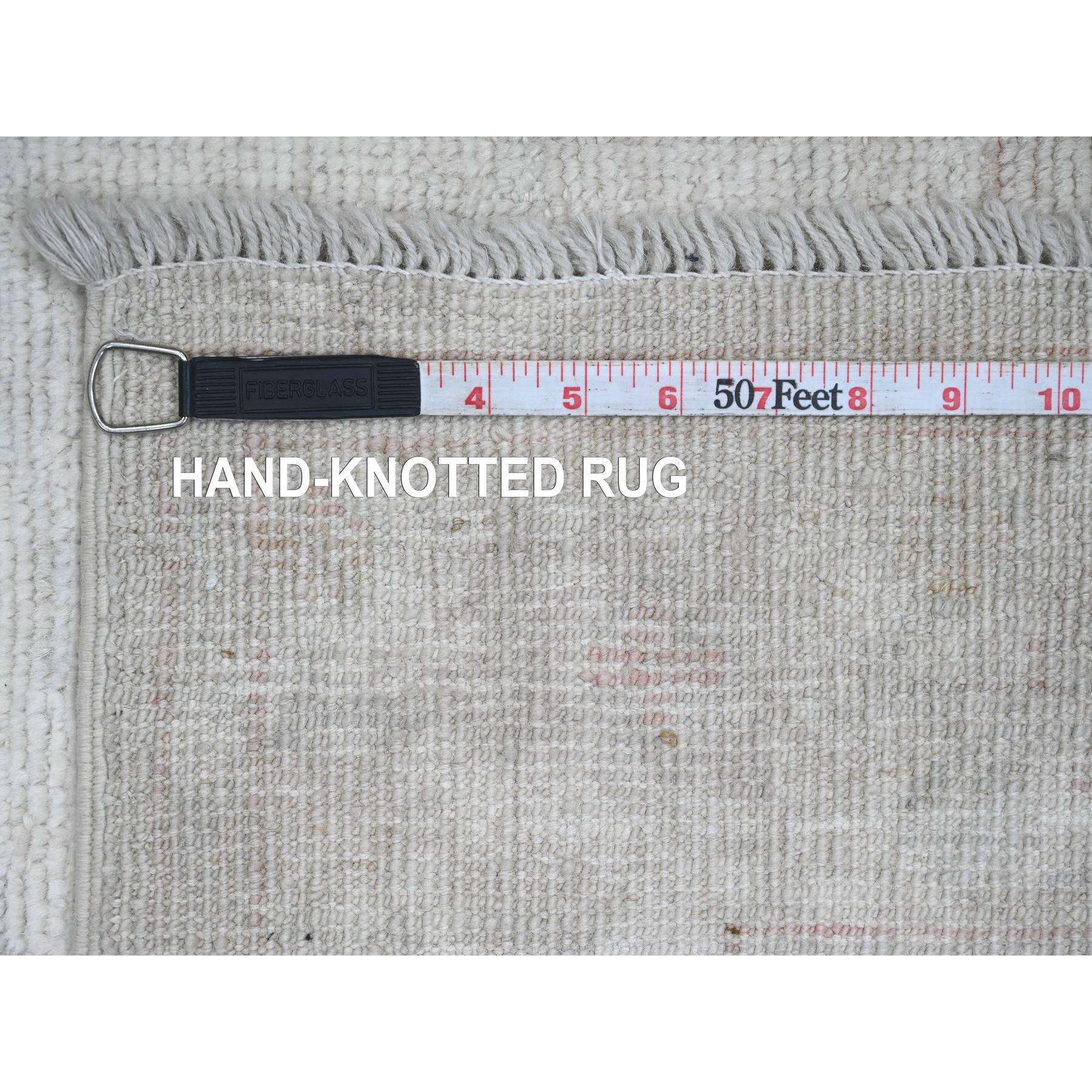 3'x9'7" Medium Gray, Afghan Angora Oushak with All Over Pattern, Natural Dyes, Hand Knotted, 100% Wool, Runner, Oriental Rug Sh20880