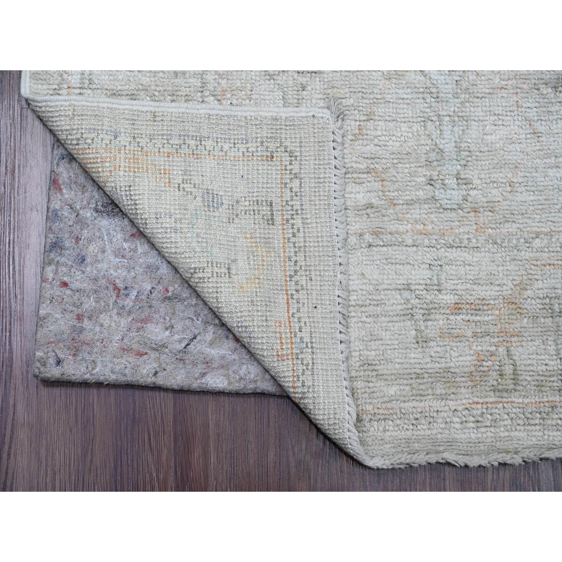 2'7"x12'6" Cement Gray, Hand Knotted, Afghan Angora Oushak with All Over Design, Natural Dyes, 100% Wool, Runner, Oriental Rug Sh20882
