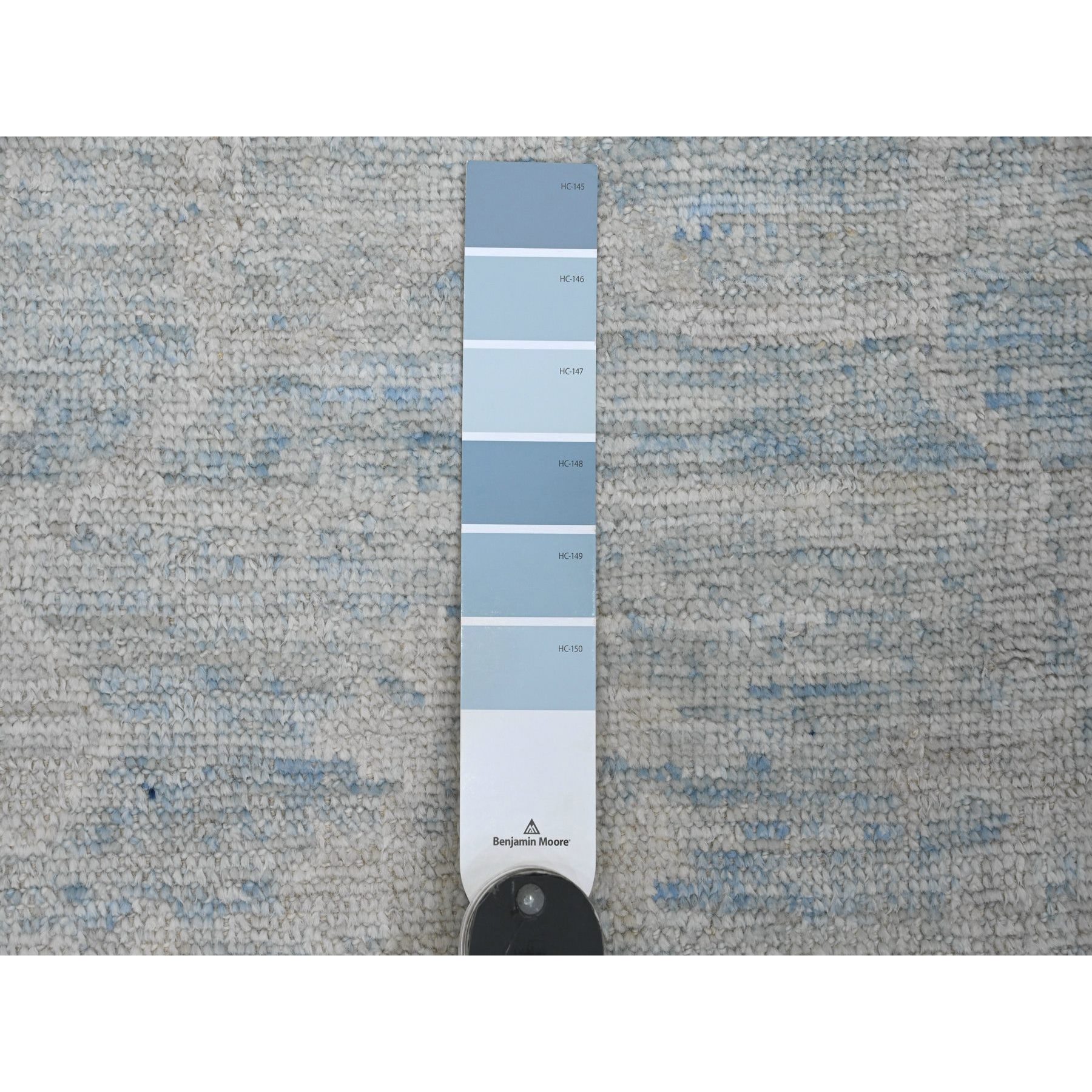 2'10"x9'7" Stone Blue, Afghan Angora Oushak with Leaf Design, Natural Dyes, Pure Wool, Hand Knotted, Runner, Oriental Rug Sh20884