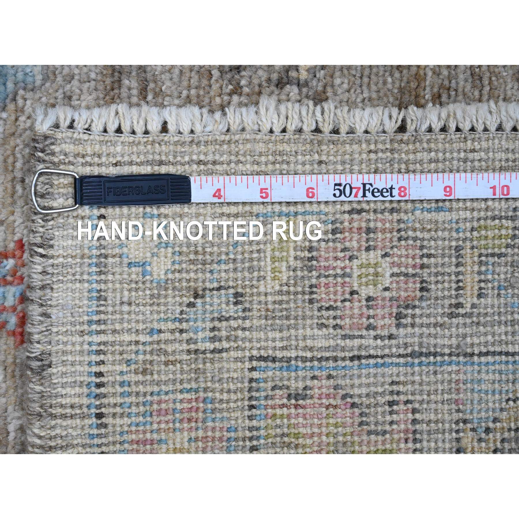 3'x4'10" Stone Gray, Hand Knotted, Afghan Angora Oushak with Serrated Leaf Design, Vegetable Dyes, 100% Wool, Oriental Rug Sh20886