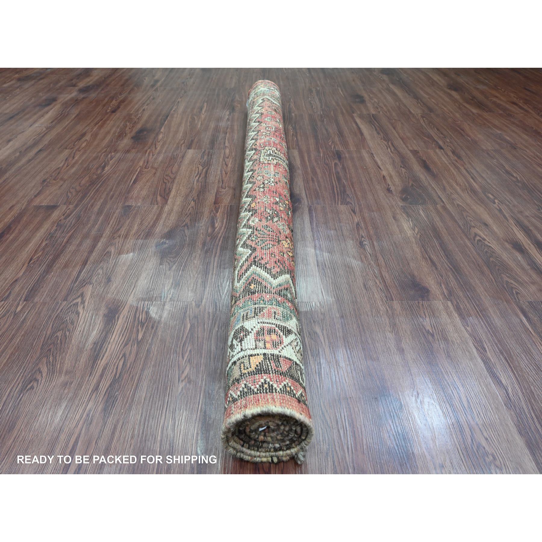5'10"x8'7" Blush Red, Vintage Persian Shiraz with Small Animal Figurines and Geometric Design, Good Condition, Clean, Evenly Worn, Pure Wool, Hand Knotted, Oriental Rug Sh20888