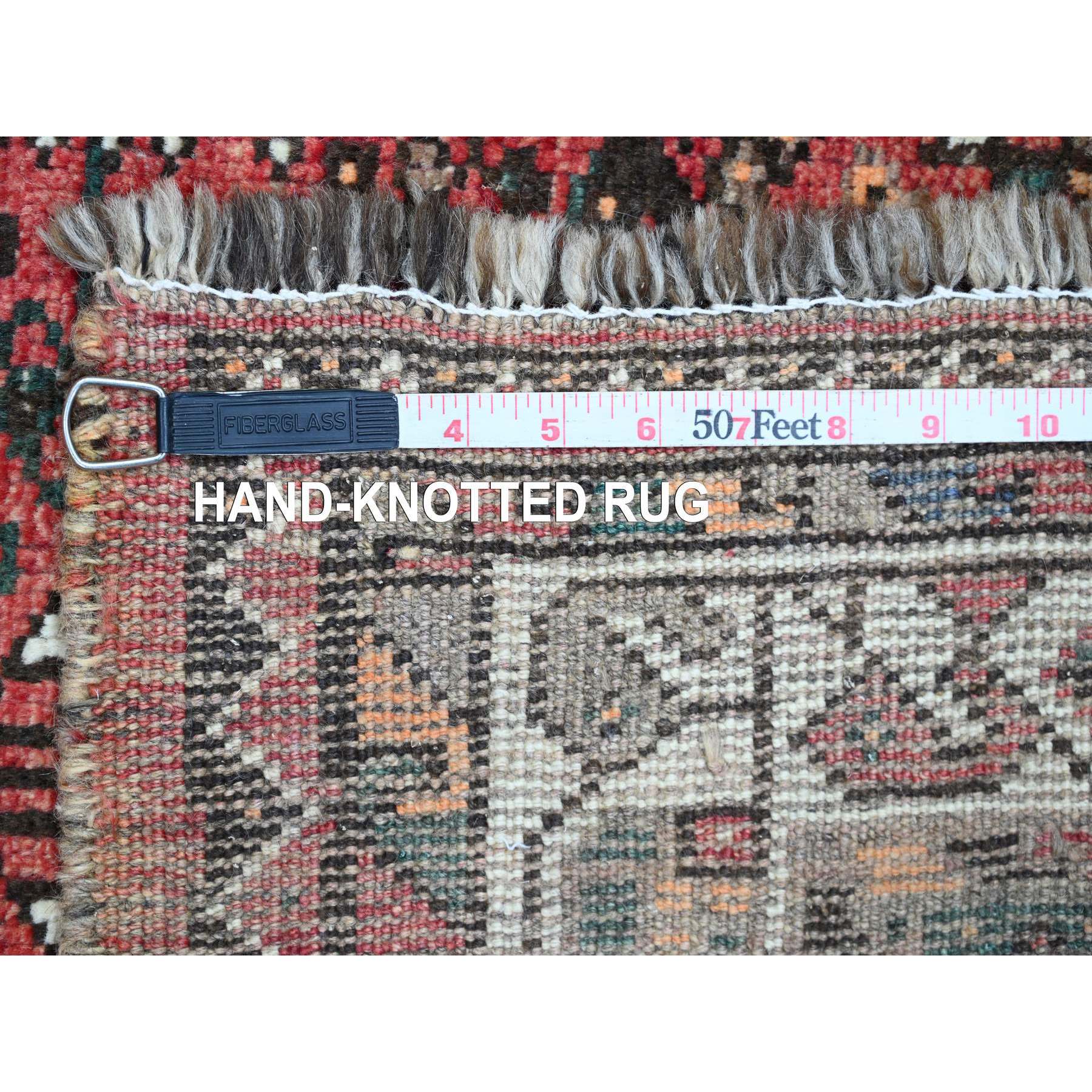 5'10"x8'7" Blush Red, Vintage Persian Shiraz with Small Animal Figurines and Geometric Design, Good Condition, Clean, Evenly Worn, Pure Wool, Hand Knotted, Oriental Rug Sh20888