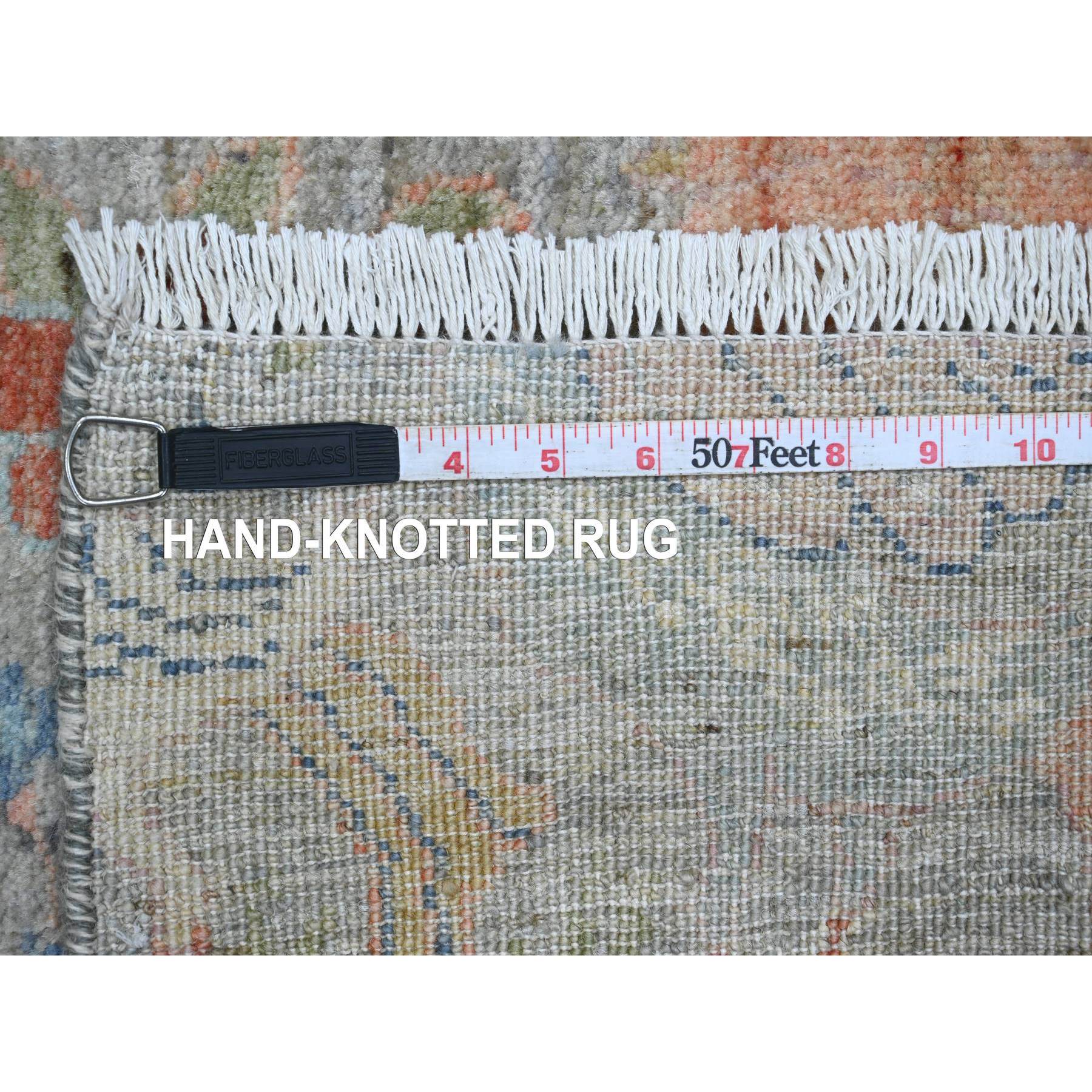 6'x12' Spanish Gray, Afghan Peshawar with Birds of Paradise Design, Hand Knotted, Soft Wool, Veggie Dyes, Gallery Size, Wide Runner, Oriental Rug Sh20890