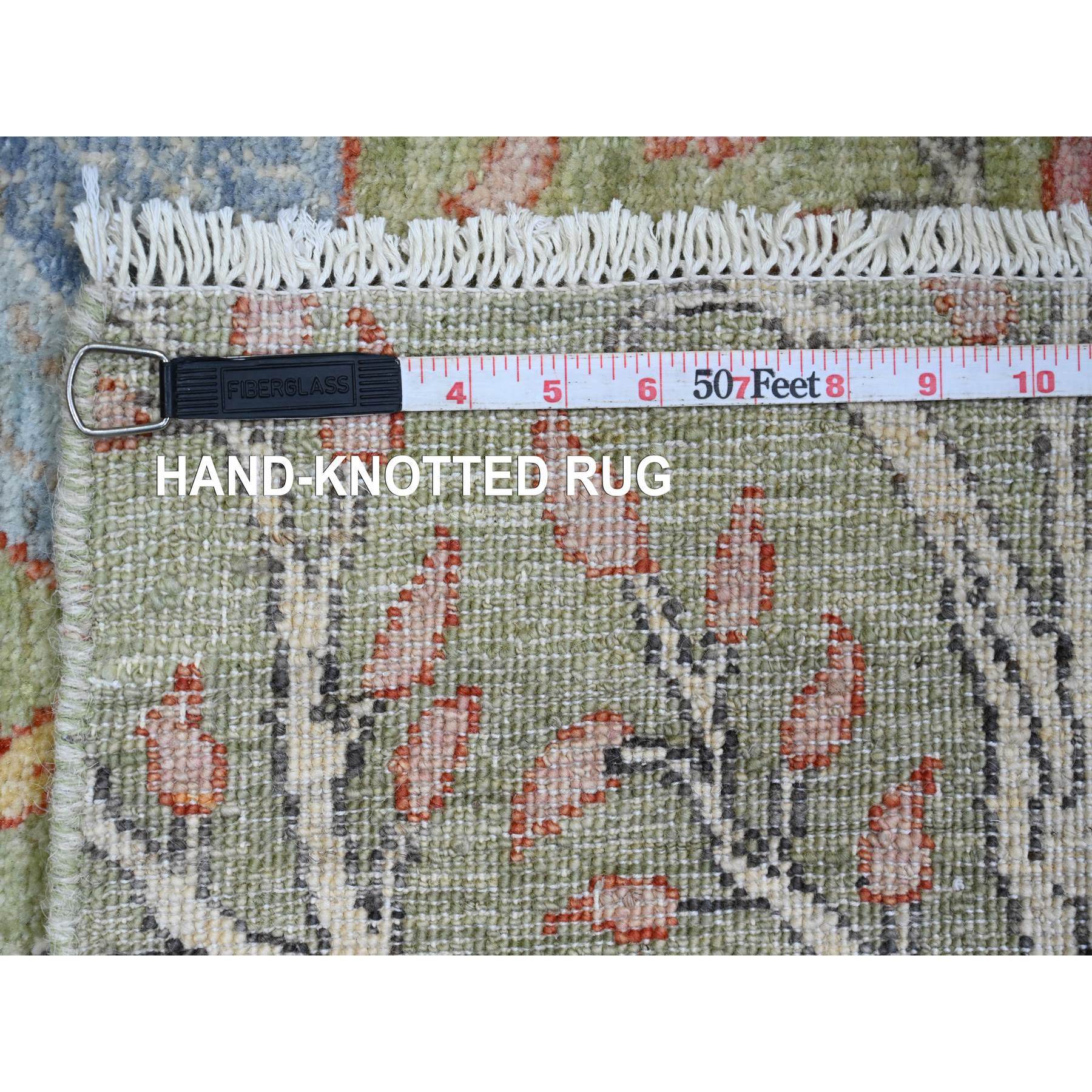 3'x5'1" Pickle Green, Afghan Peshawar with Birds of Paradise Design, Vegetable Dyes, Hand Knotted, Soft Wool, Oriental Rug Sh20891