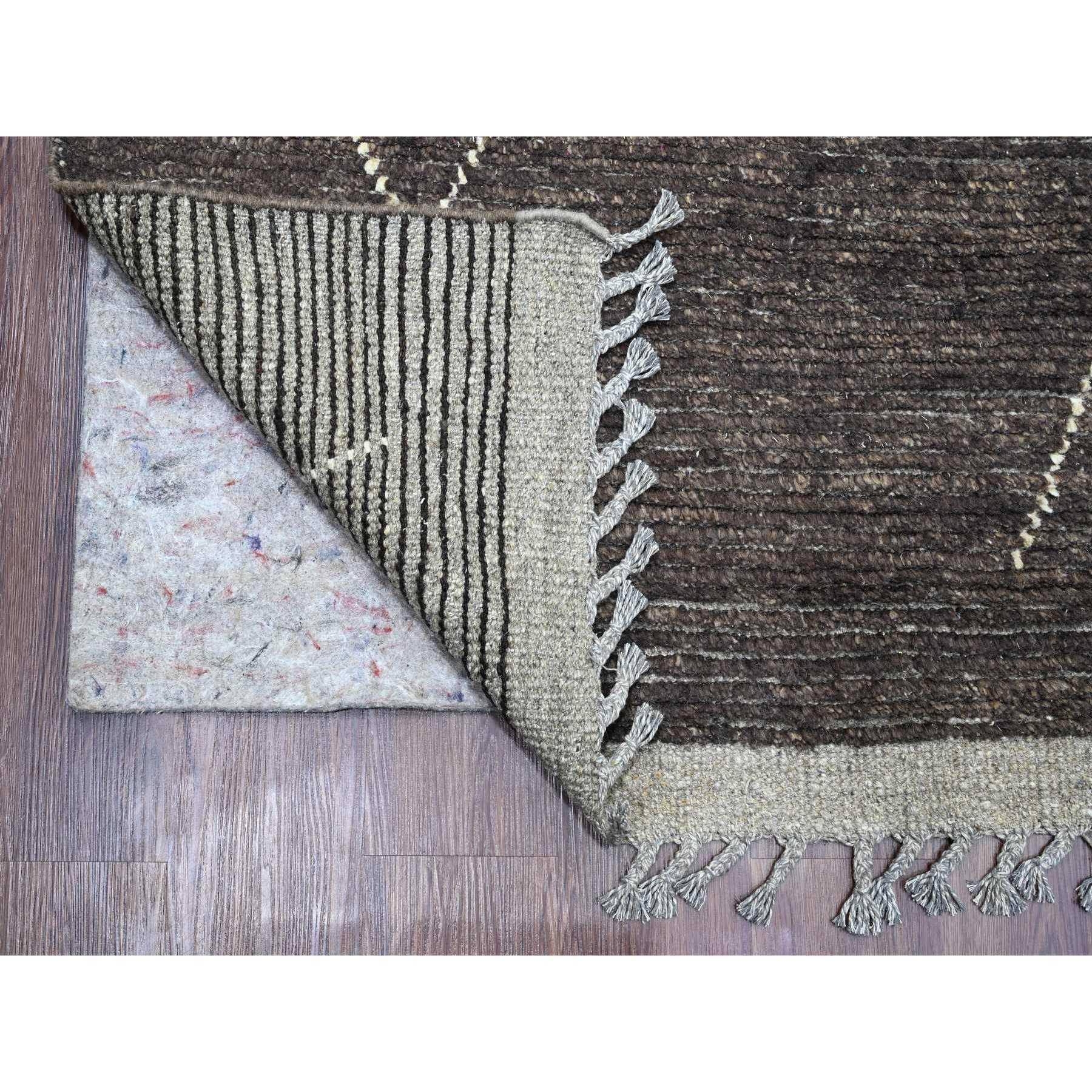 9'x12'8" Charcoal Black, Moroccan Weave with Geometric Pattern, Soft Wool, Hand Knotted, Tone on Tone, Textured Pile, Oriental Rug Sh20895