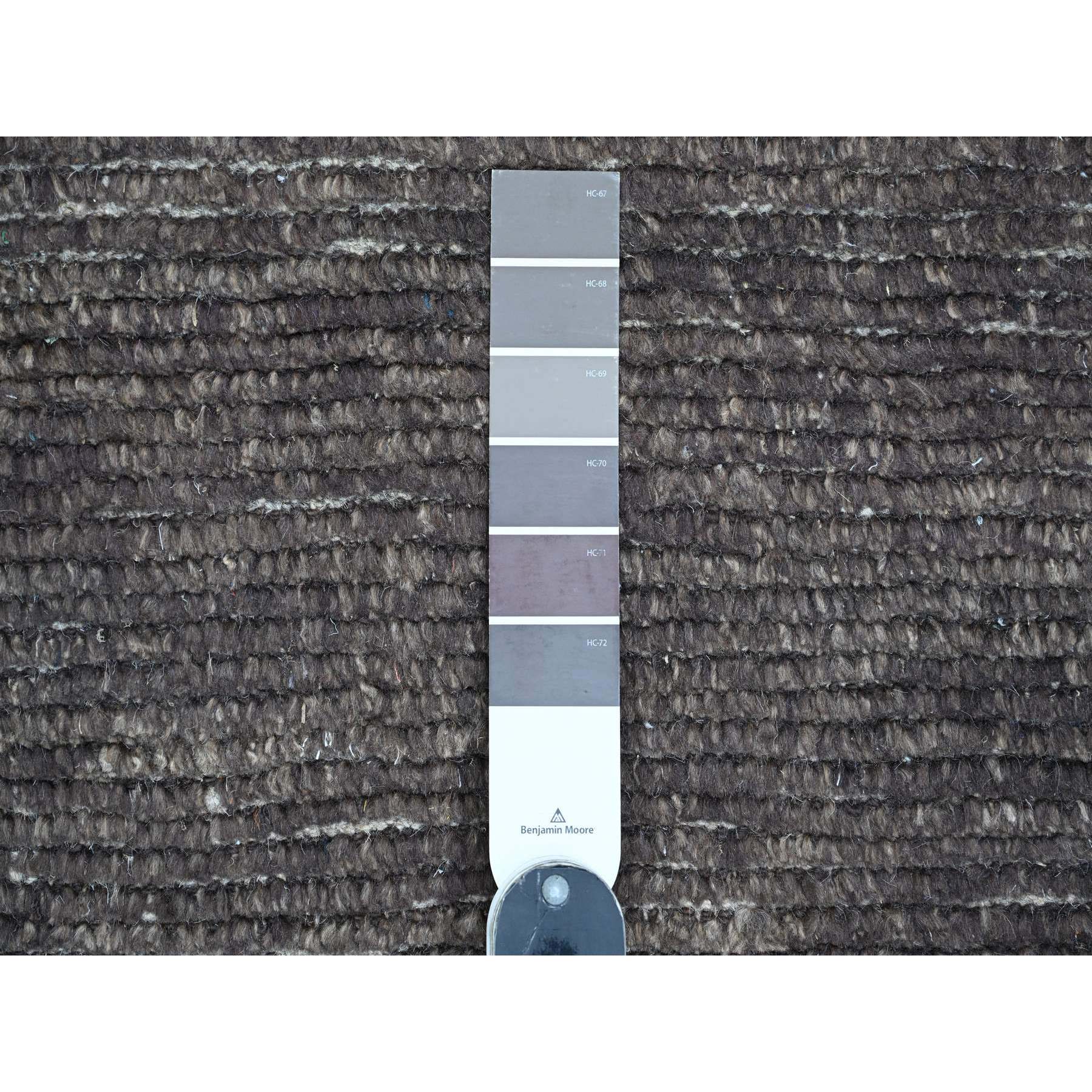 9'x12'8" Charcoal Black, Moroccan Weave with Geometric Pattern, Soft Wool, Hand Knotted, Tone on Tone, Textured Pile, Oriental Rug Sh20895