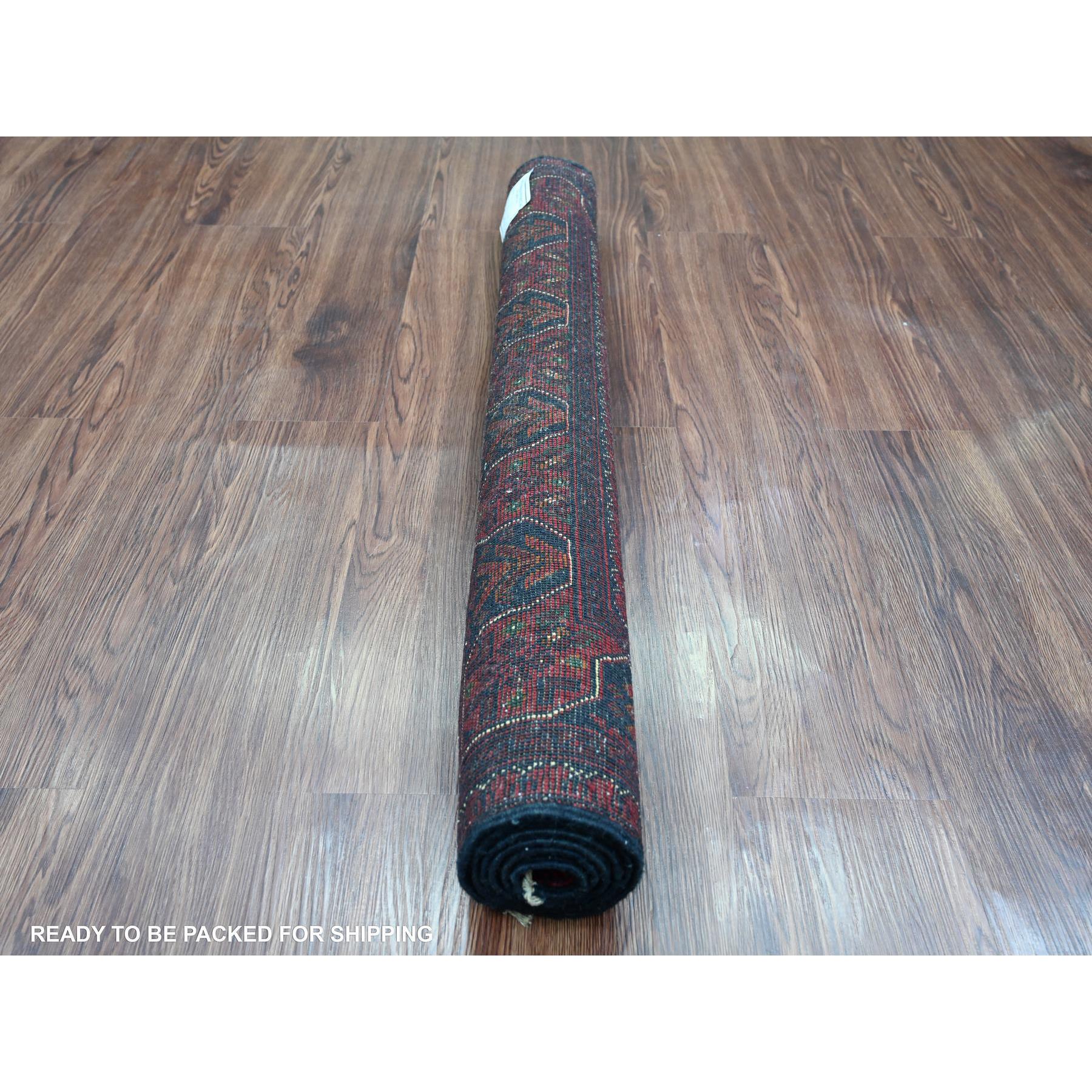 3'3"x4'9" Deep and Saturated Red, Afghan Khamyab with Star Design, Soft and Lush Pile, Pure Wool, Hand Knotted, Oriental Rug Sh20898
