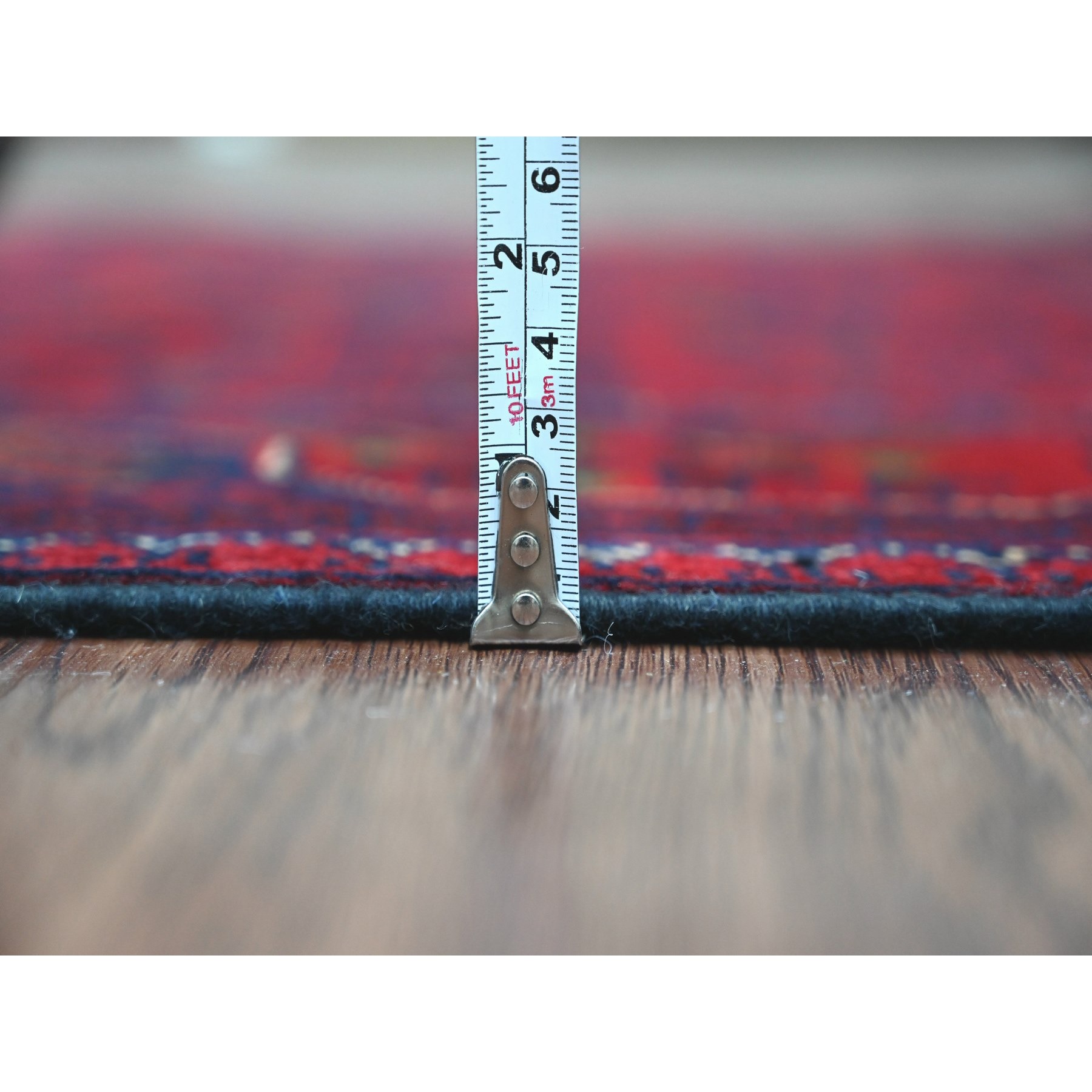 3'3"x4'9" Deep and Saturated Red, Afghan Khamyab with Star Design, Soft and Lush Pile, Pure Wool, Hand Knotted, Oriental Rug Sh20898