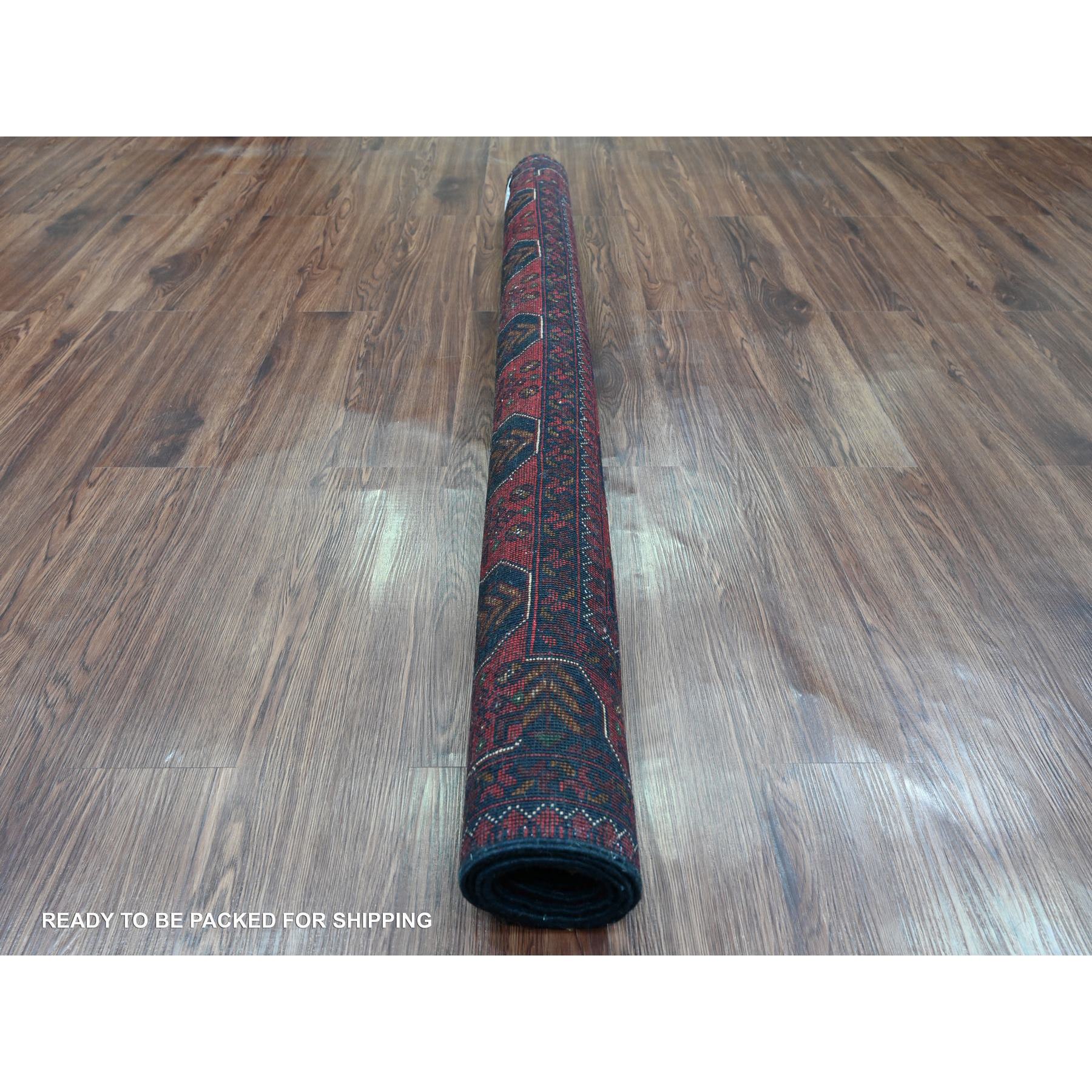 4'10"x6'6" Deep and Saturated Red, Afghan Khamyab with Geometric Medallions Design, Soft and Shiny Wool, Hand Knotted, Oriental Rug Sh20905