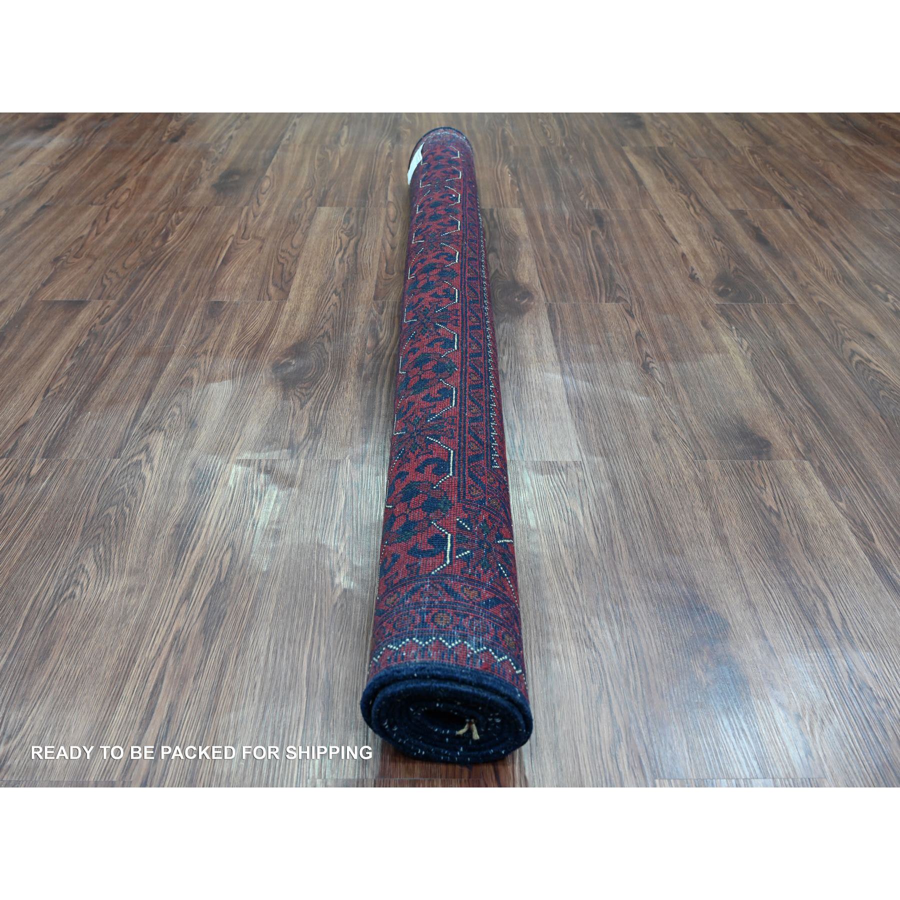 5'x6'10" Deep and Saturated Red, Soft Wool, Hand Knotted, Afghan Khamyab with Geometric Design, Oriental Rug Sh20906