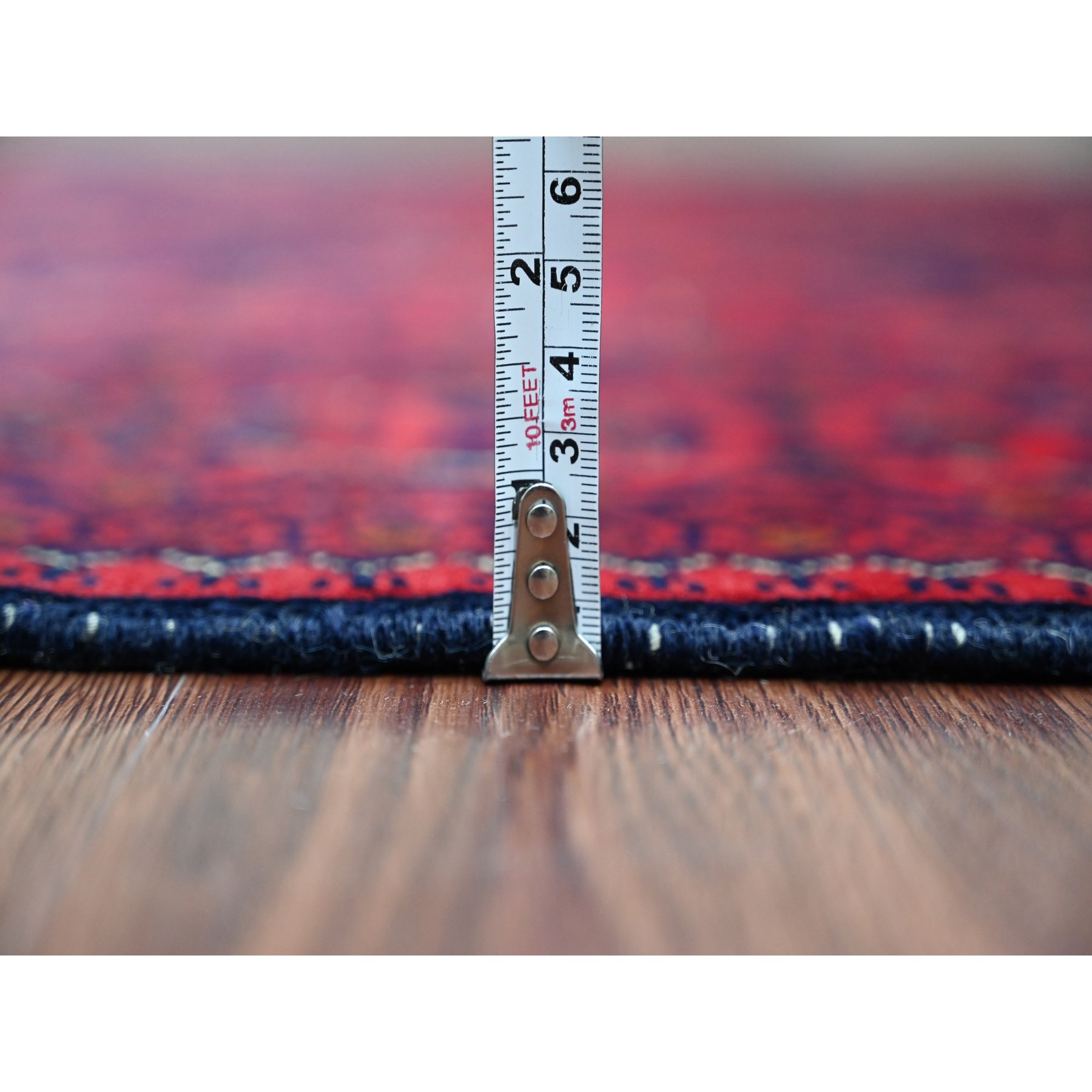 5'x6'10" Deep and Saturated Red, Soft Wool, Hand Knotted, Afghan Khamyab with Geometric Design, Oriental Rug Sh20906